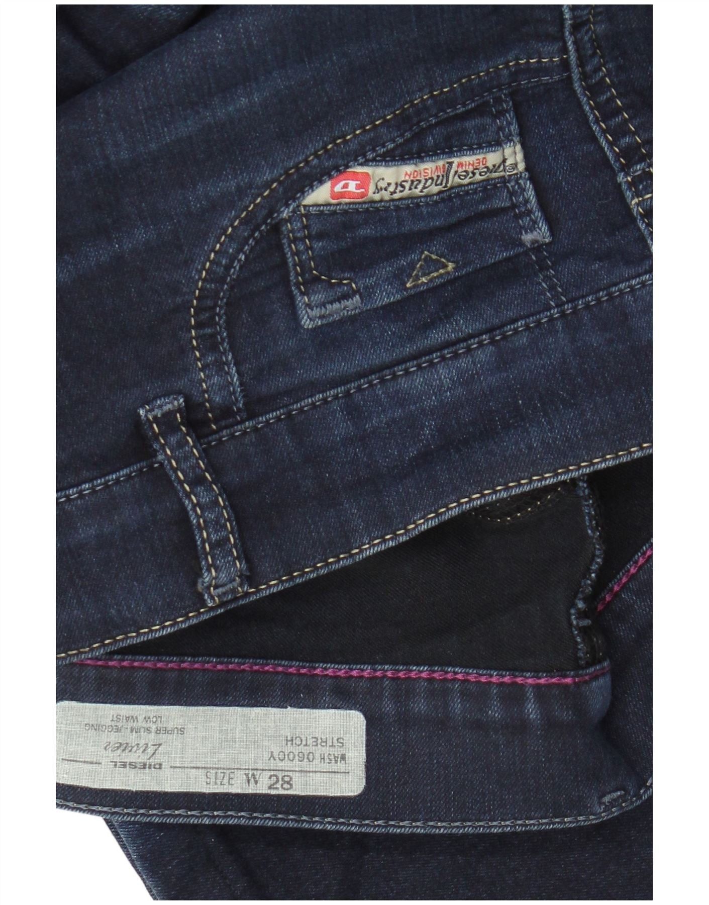 Diesel Womens Livier Low Waist Super Slim Jegging Jeans W28 L28 Blu Size 24" / US 00 / IT 34 - 4 Thumbnail