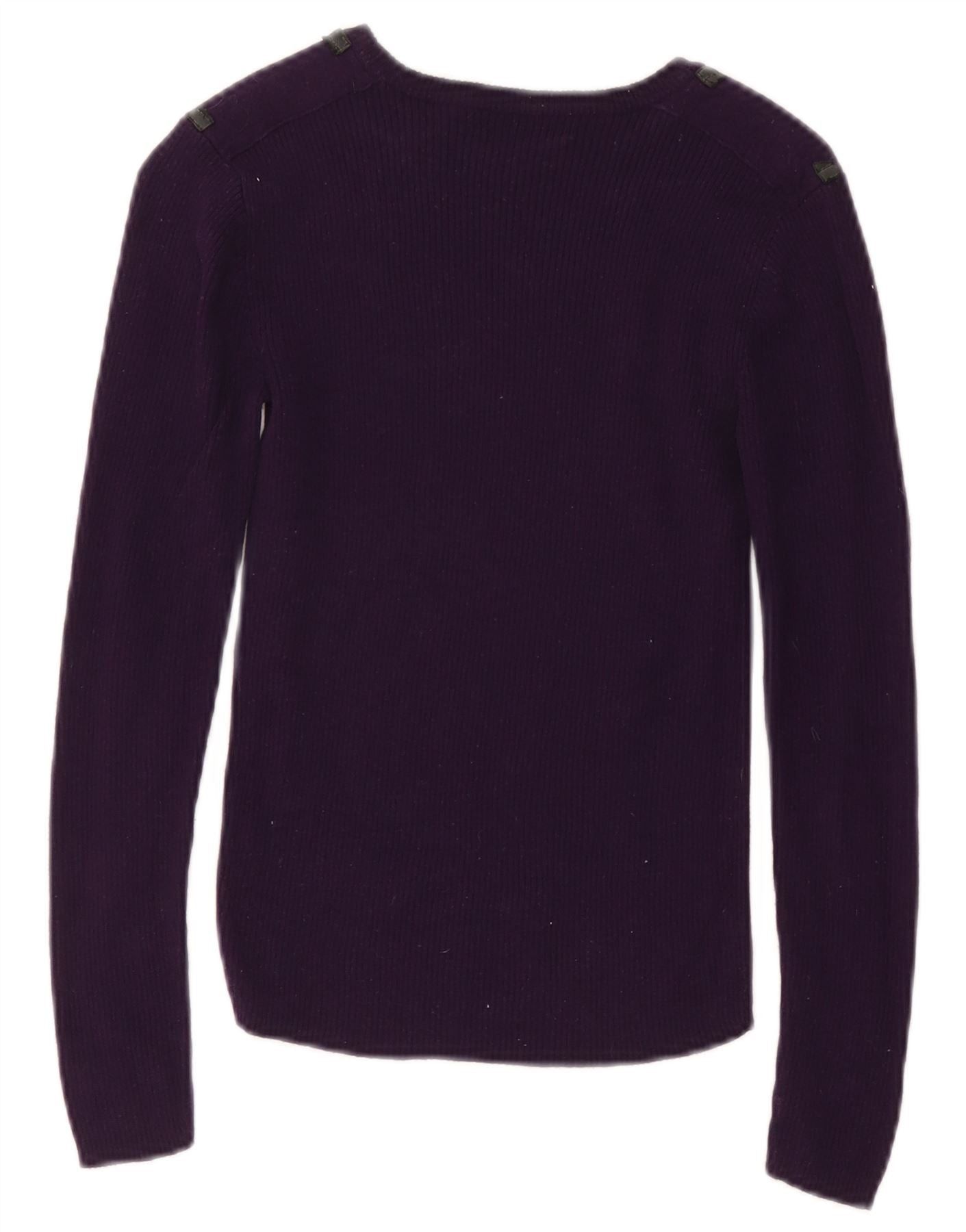 Ralph Lauren Womens Crop Boat Neck Jumper Sweater UK 10 Small Purple Size XS / US 0-2 / IT 36-38 - 2 Thumbnail