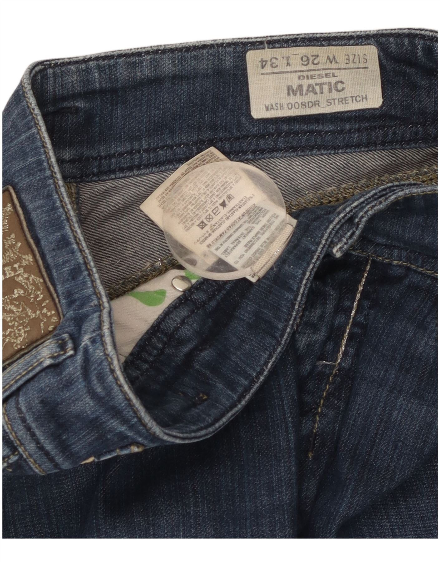 Diesel Womens Matic Low Waist Slim Straight Jeans W26 L34 Blue Cott Size 42" / US 20 - 4 Thumbnail