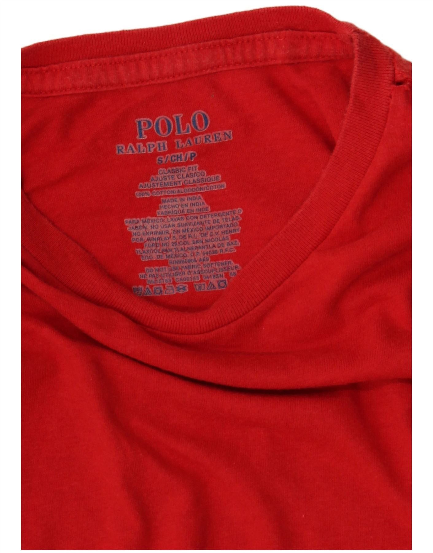 Polo Ralph Lauren Mens Classic Fit T-Shirt Top Small Red Cotton Size US S / EU 44-46 / 1 - 3 Thumbnail