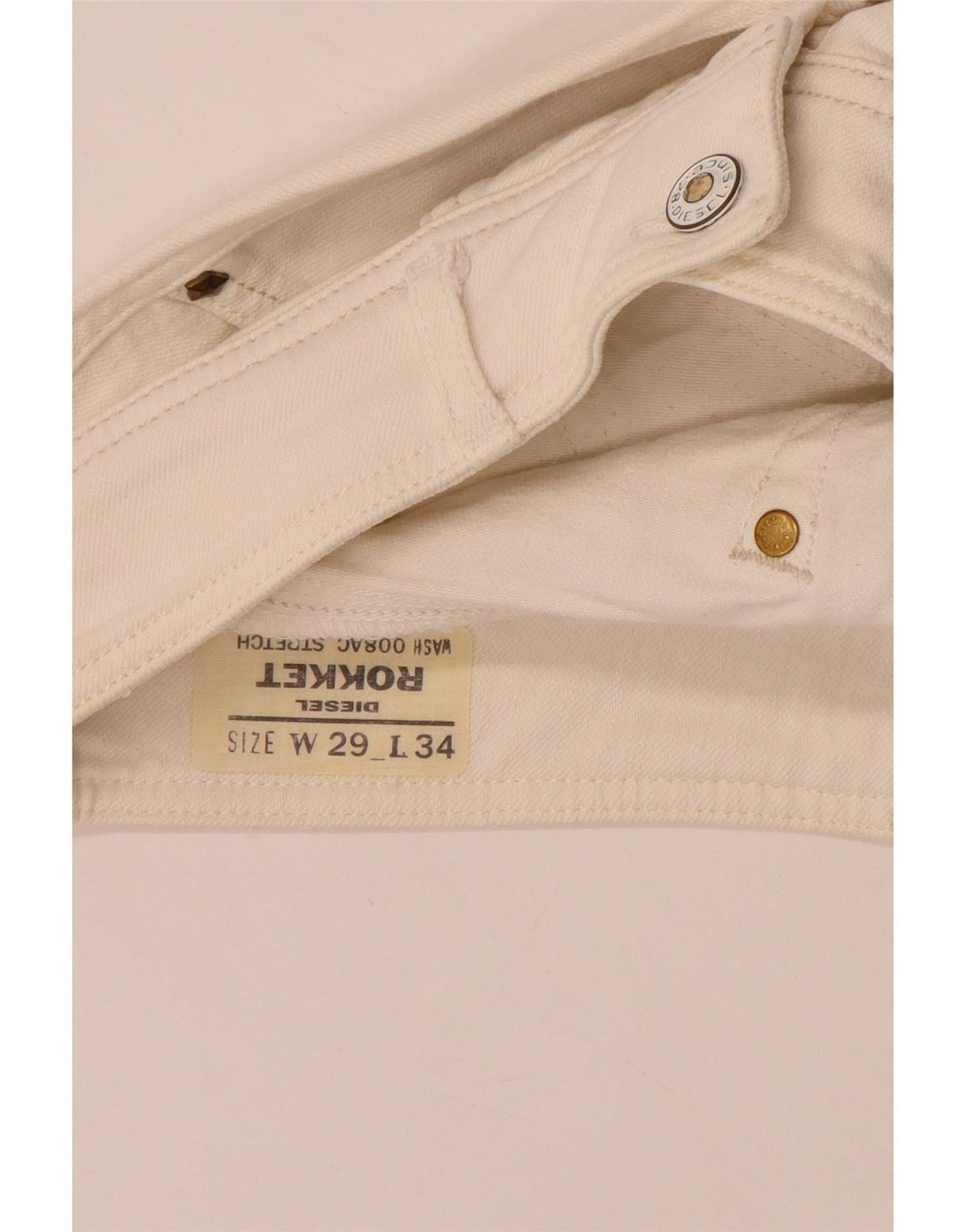 Diesel Womens Rokket Straight Jeans W29 L34 White Cotton Size 42" / US 20 - 5 Thumbnail