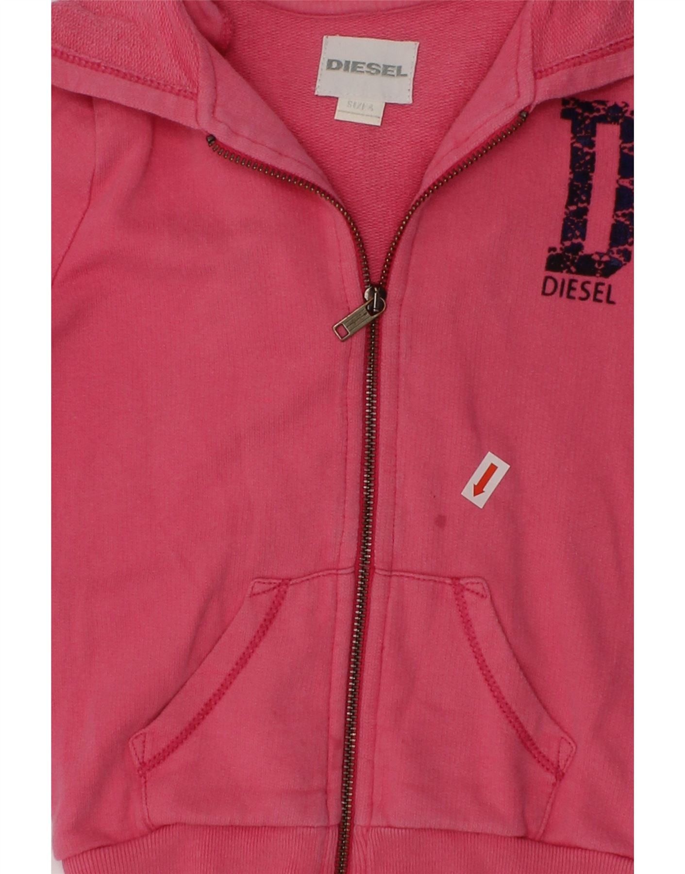 Diesel Girls Zip Hoodie Sweater 3-4 Years Pink Cotton Size XXS / US 00 / IT 34 - 3 Thumbnail