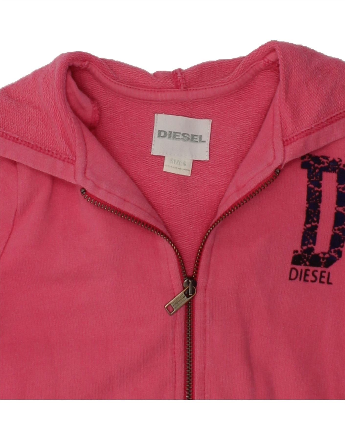 Diesel Girls Zip Hoodie Sweater 3-4 Years Pink Cotton Size XXS / US 00 / IT 34 - 4 Thumbnail