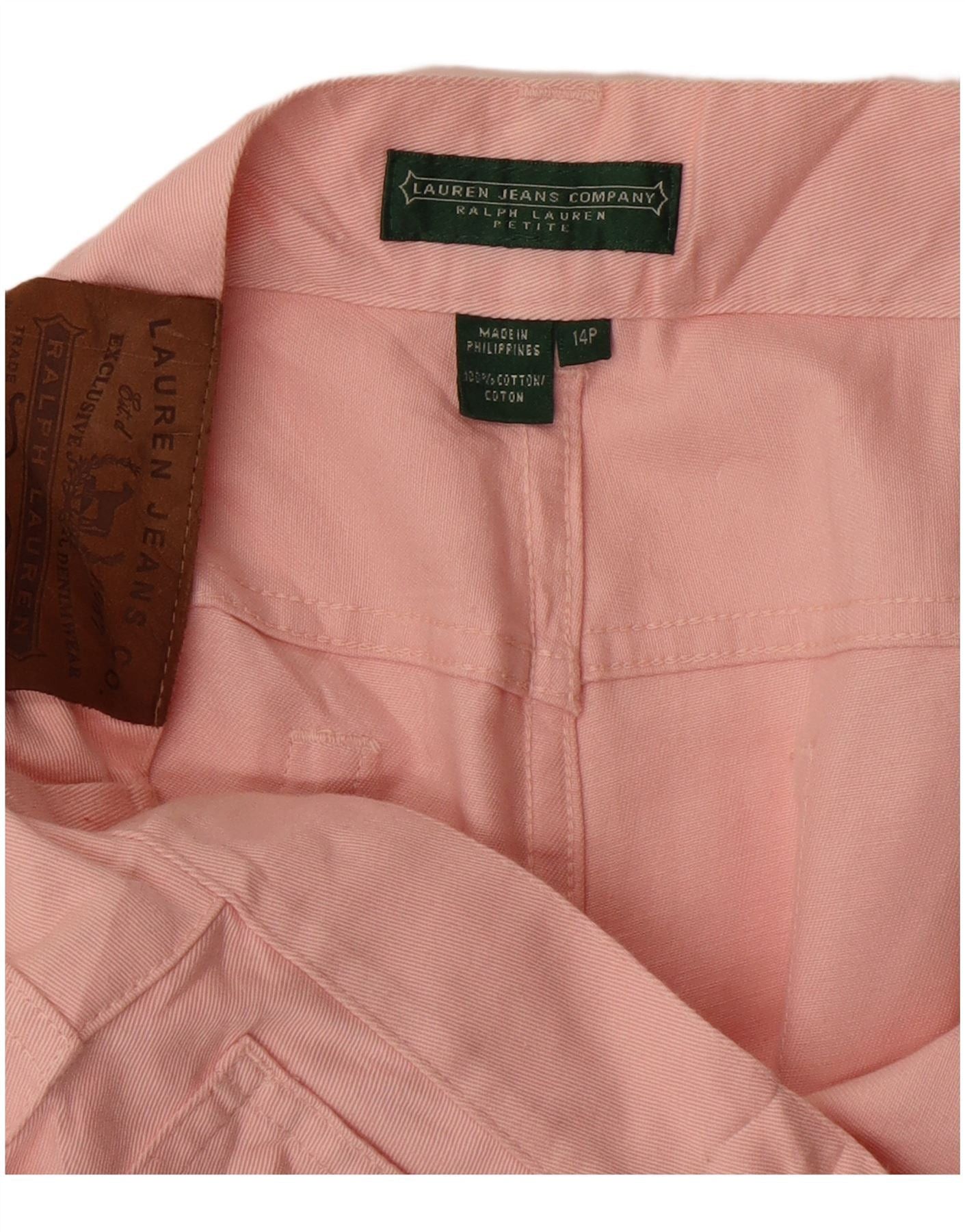 Ralph Lauren Womens Straight Capri Trousers US 14 XL W34 L19 Pink Cotton Size 32" / US 10 / IT 46 - 3 Thumbnail