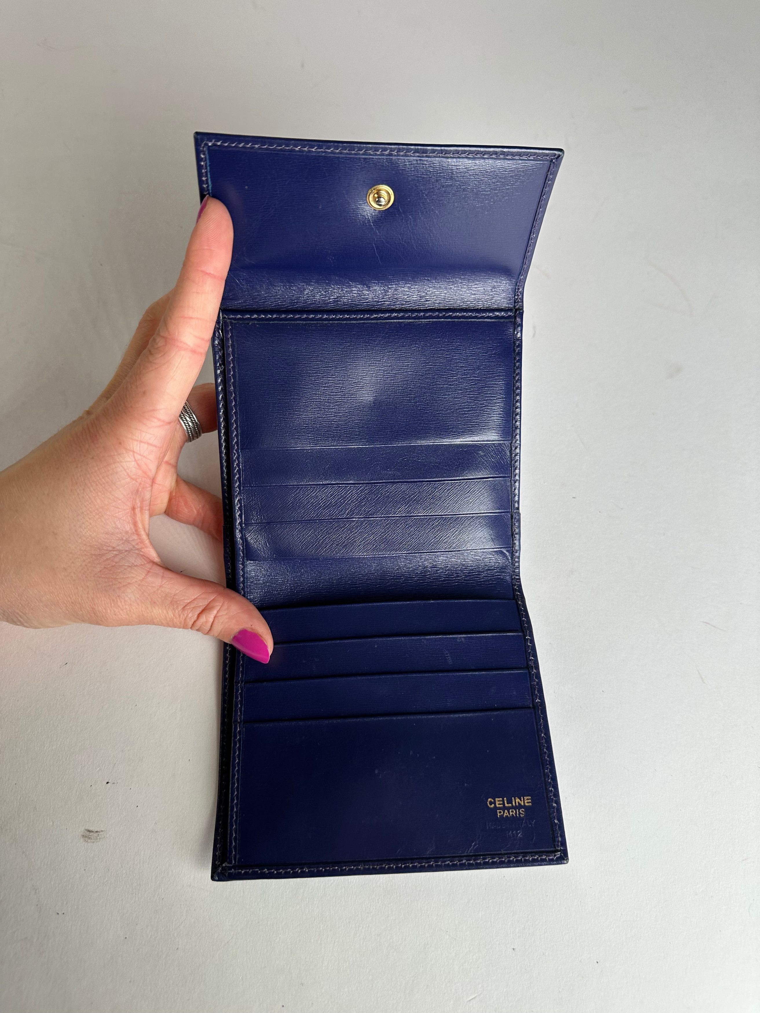 Celine Vintage Paris Leather Wallet Blue Size ONE SIZE - 2 Thumbnail
