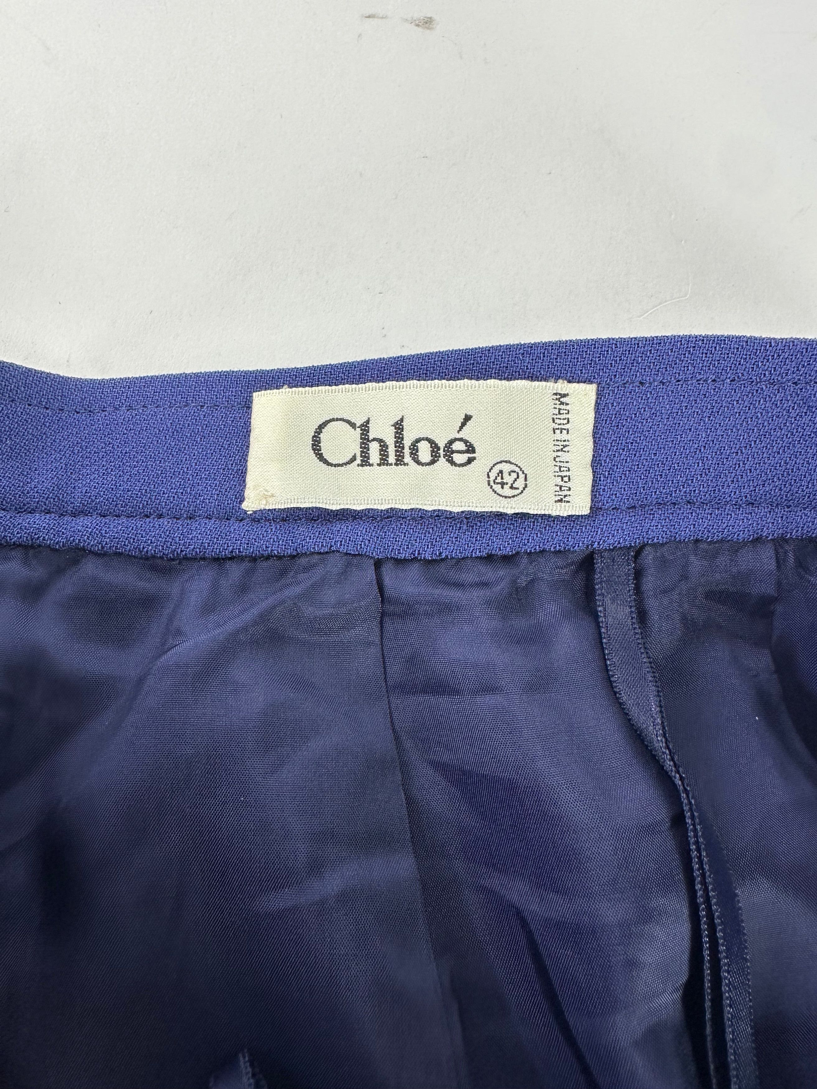 Chloe Vintage Wool Skirt Blue M Size 27" / US 4 / IT 40 - 7 Thumbnail
