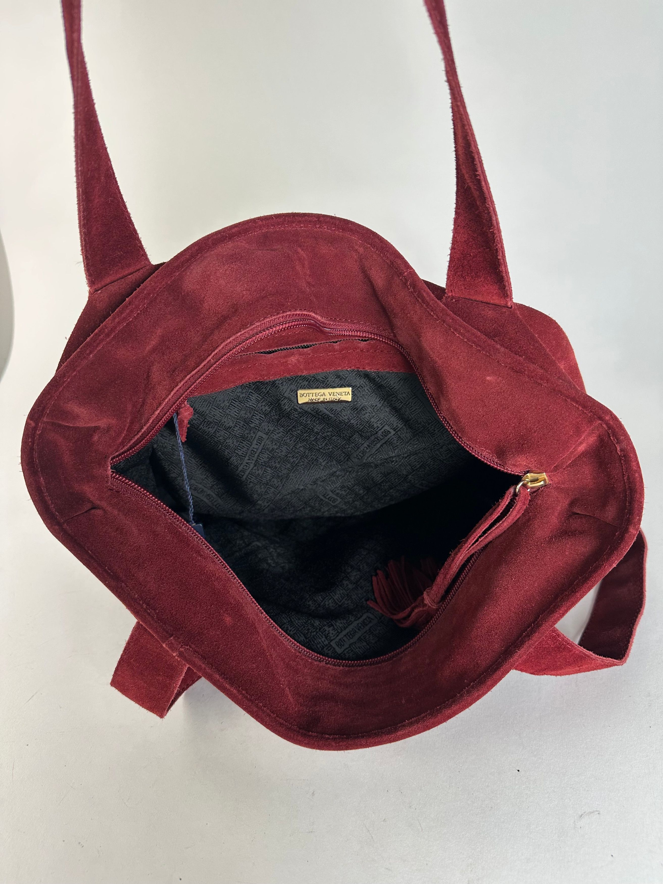 Bottega Veneta Vintage Suede Handbag Burgundy Size ONE SIZE - 13 Thumbnail