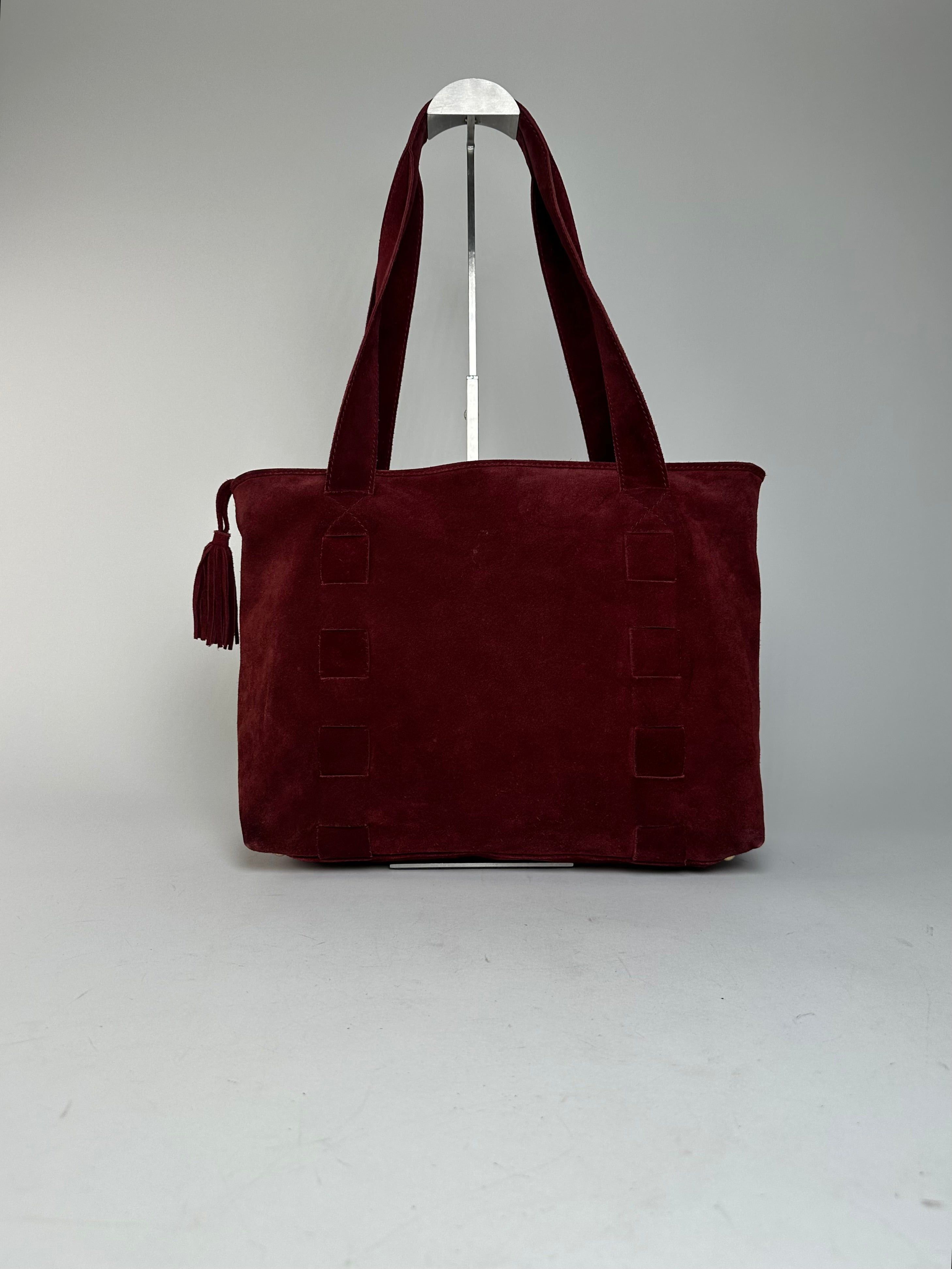 Bottega Veneta Vintage Suede Handbag Burgundy Size ONE SIZE - 14 Thumbnail