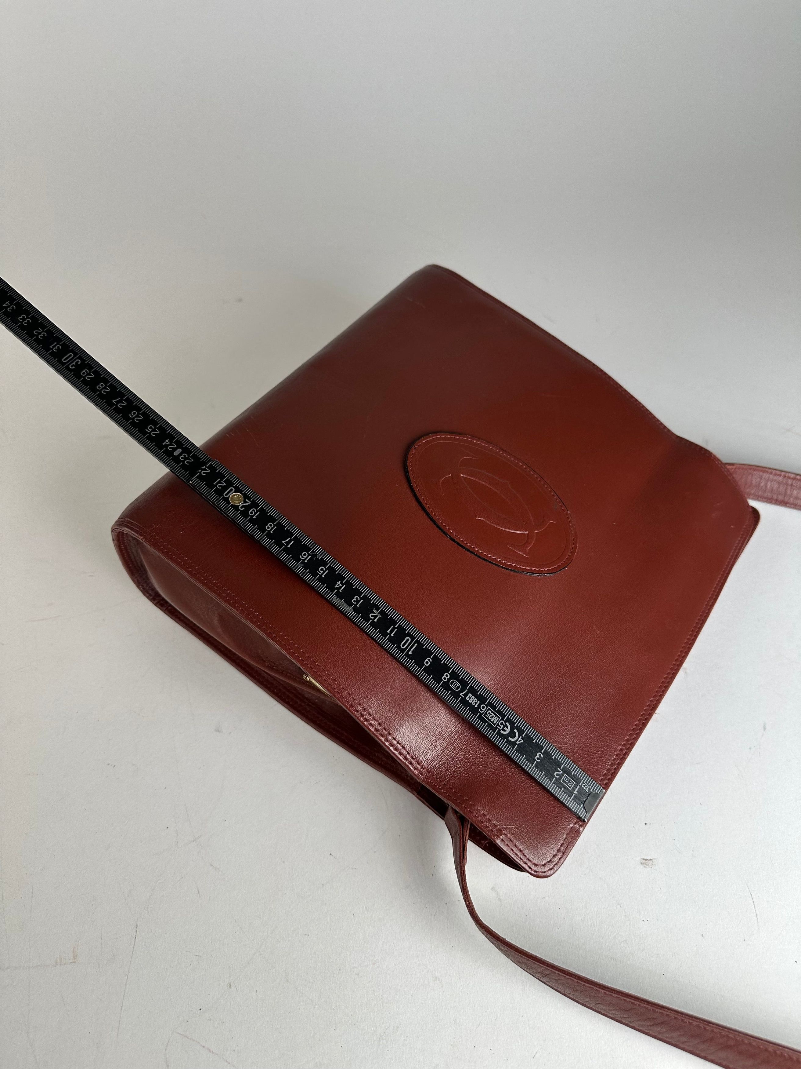 Cartier Vintage Leather Shoulder Bag Burgundy Size ONE SIZE - 13 Thumbnail