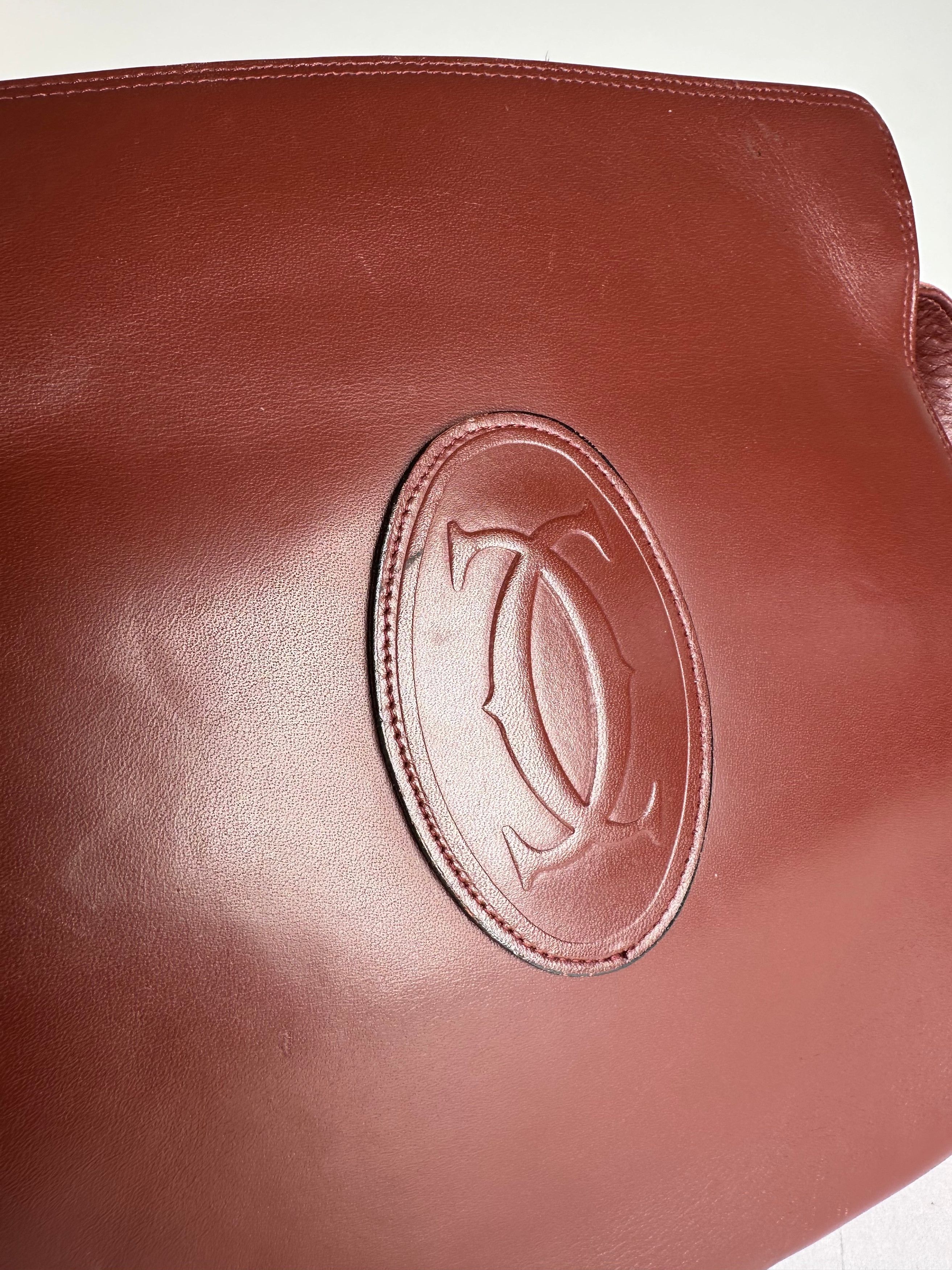 Cartier Vintage Leather Shoulder Bag Burgundy Size ONE SIZE - 7 Thumbnail