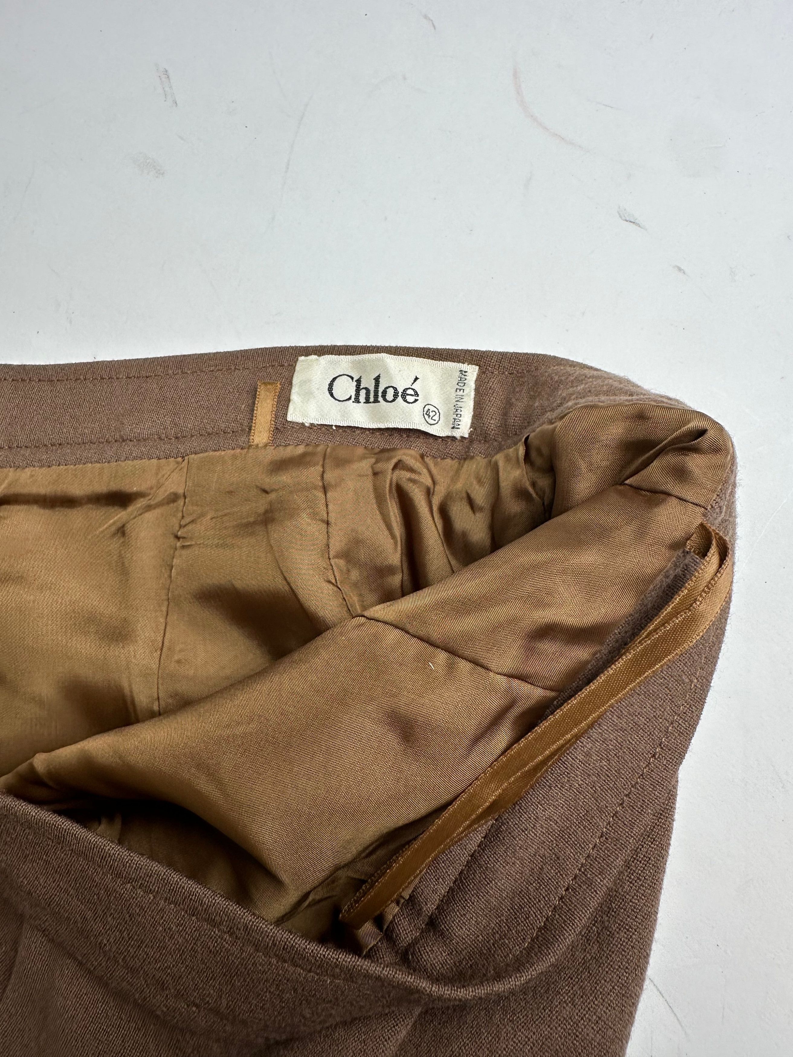 Chloe Vintage Wool Skirt FR42 Brown Size 30" / US 8 / IT 44 - 8 Thumbnail