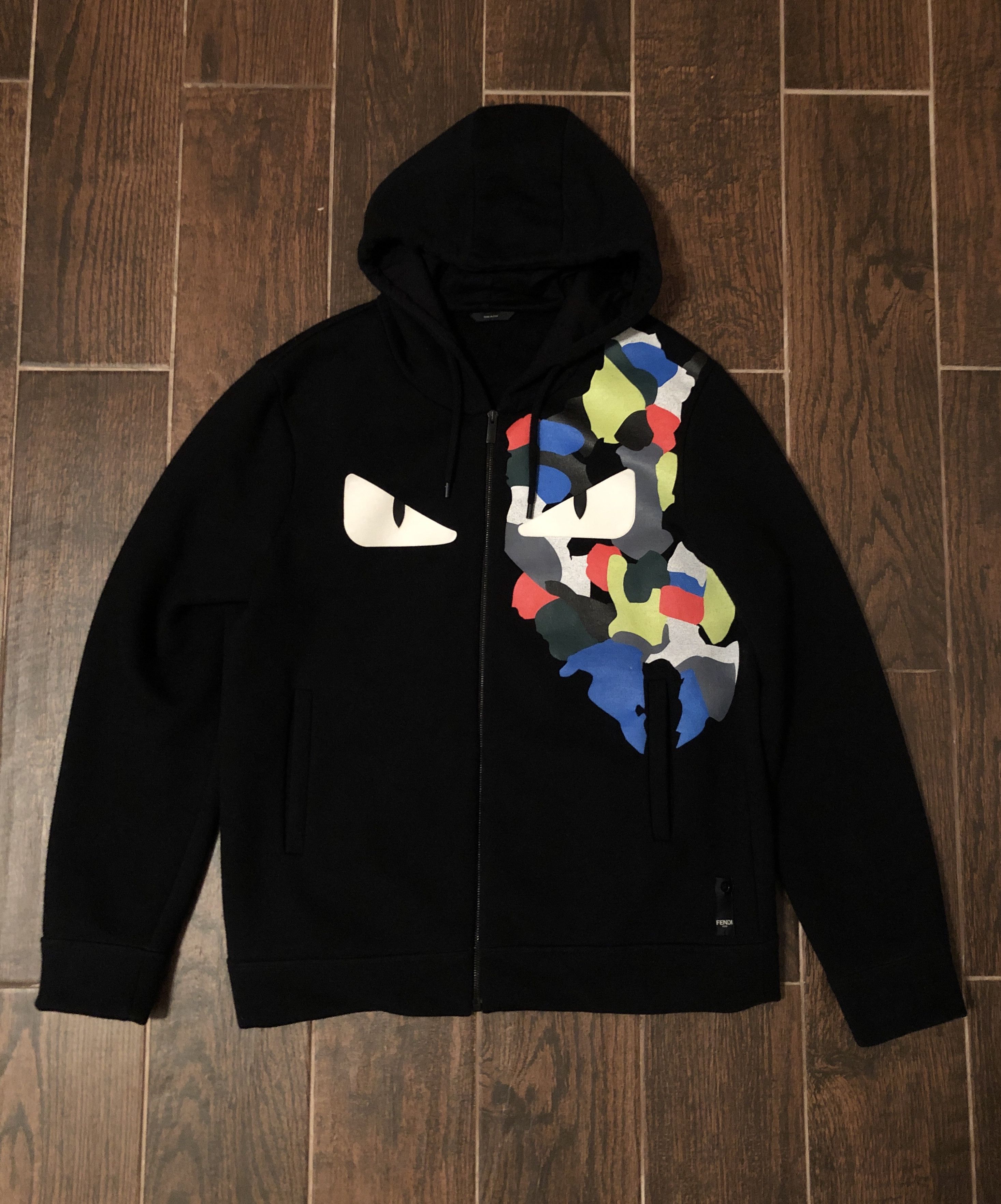 Fendi FENDI Bag Bugs Monster Eye Zip Hoodie Black Grailed