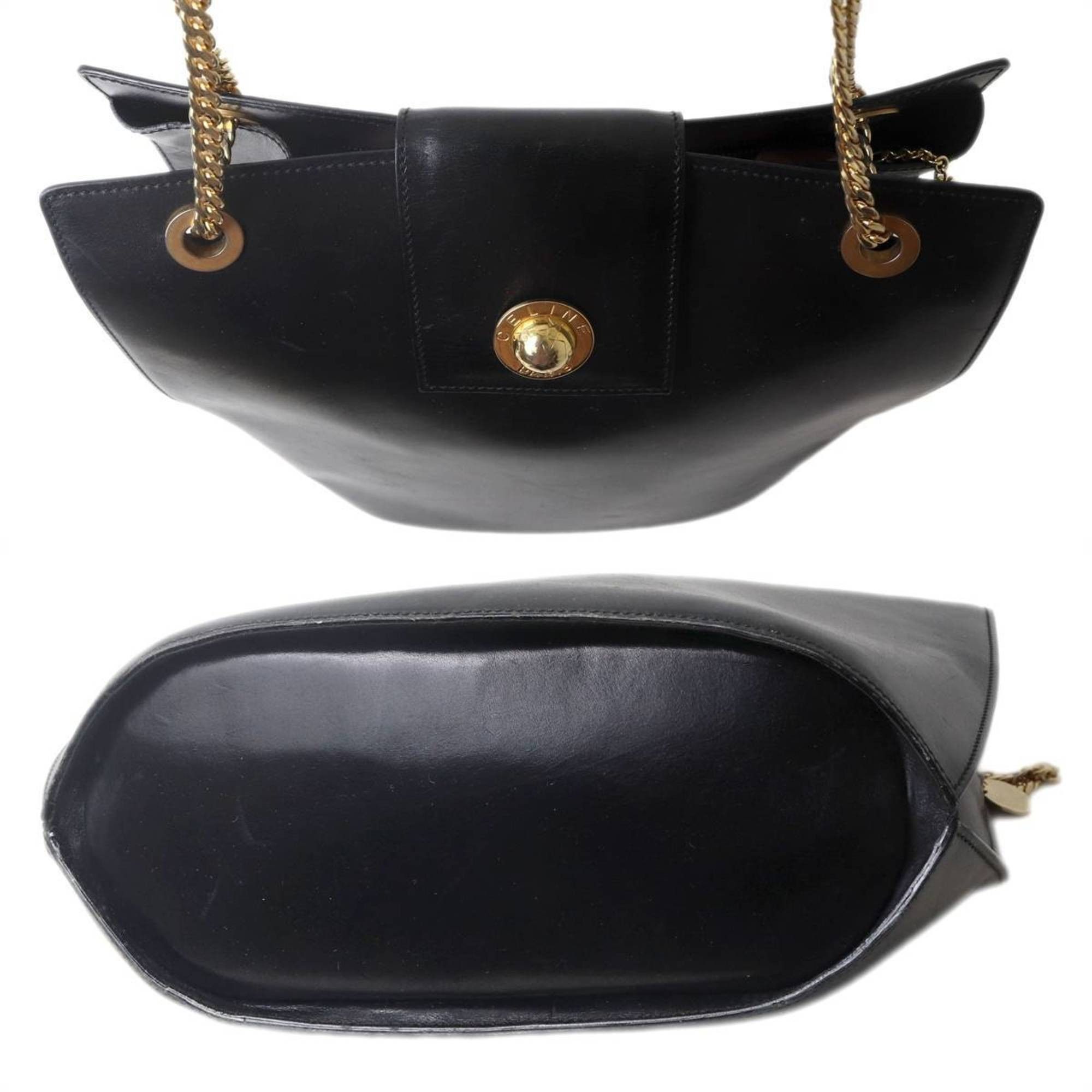 Celine Celine Circle Chain Shoulder Bag, Calf Leather, Black Size ONE SIZE - 5 Thumbnail