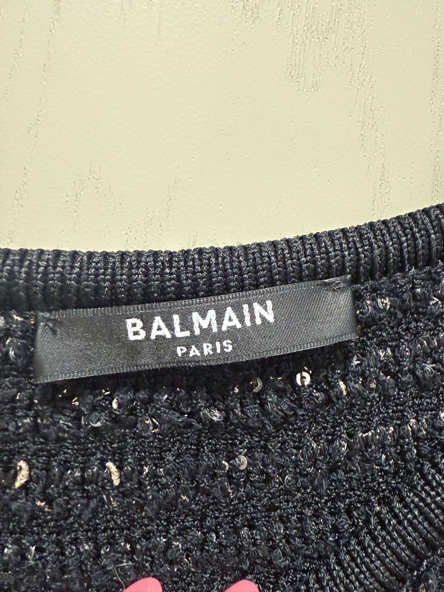 Balmain Balmain Black Sequin Woven Dress Size S / US 4 / IT 40 - 4 Thumbnail