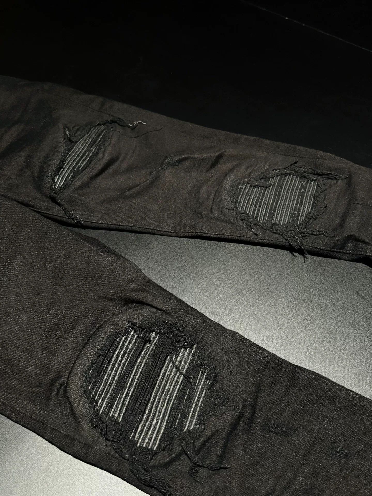 Amiri MX1 Stripe Patch Distressed Skinny Jeans Size US 30 / EU 46 - 3 Thumbnail