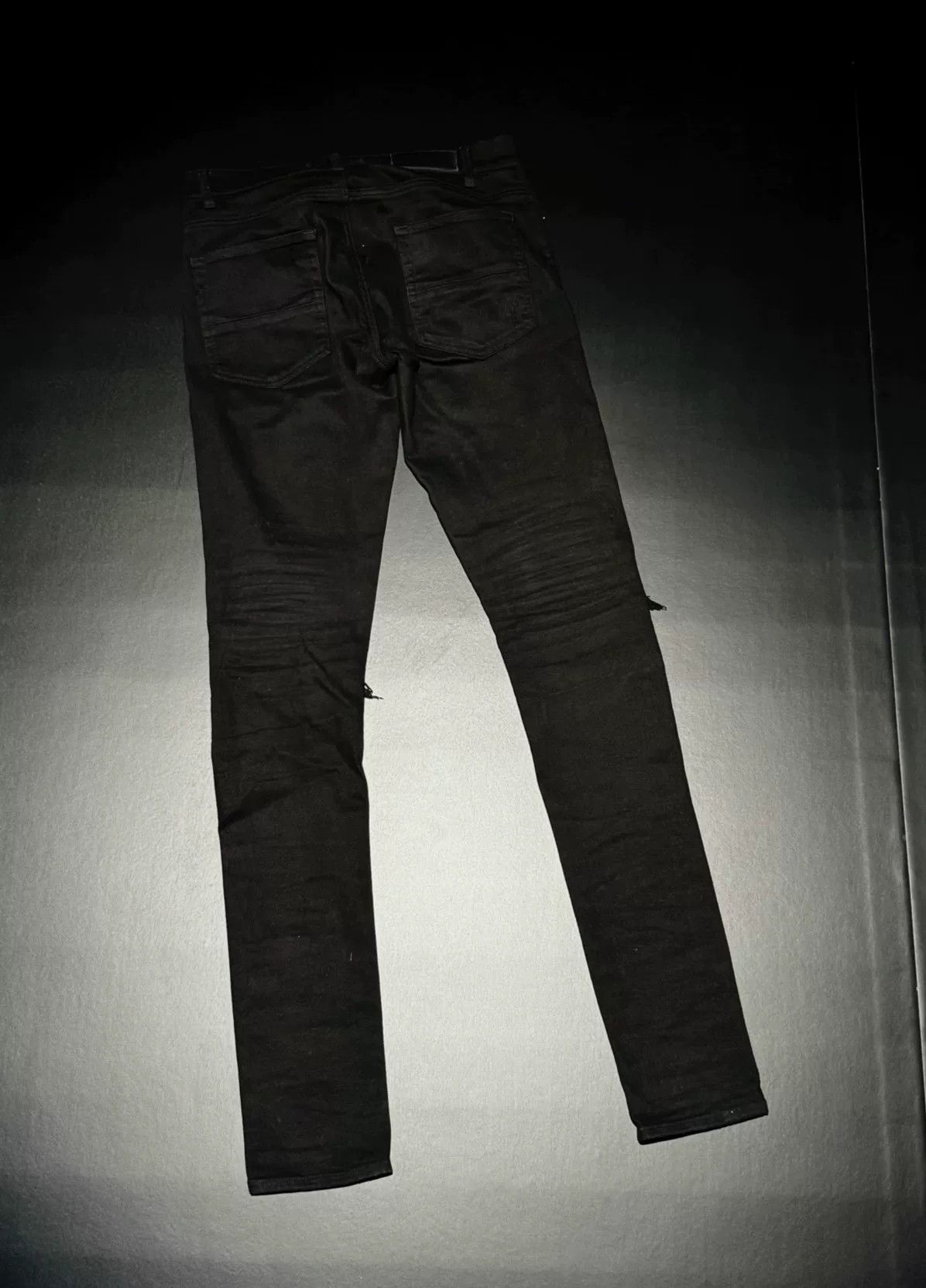Amiri MX1 Stripe Patch Distressed Skinny Jeans Size US 30 / EU 46 - 2 Thumbnail