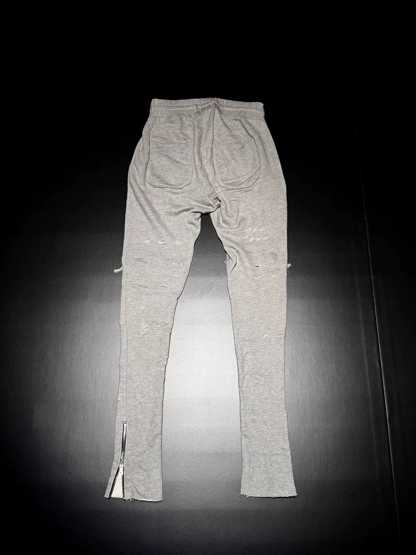 Amiri Amiri Gray Leather Patch Long Sweatpants Size US 26 / EU 42 - 2 Thumbnail