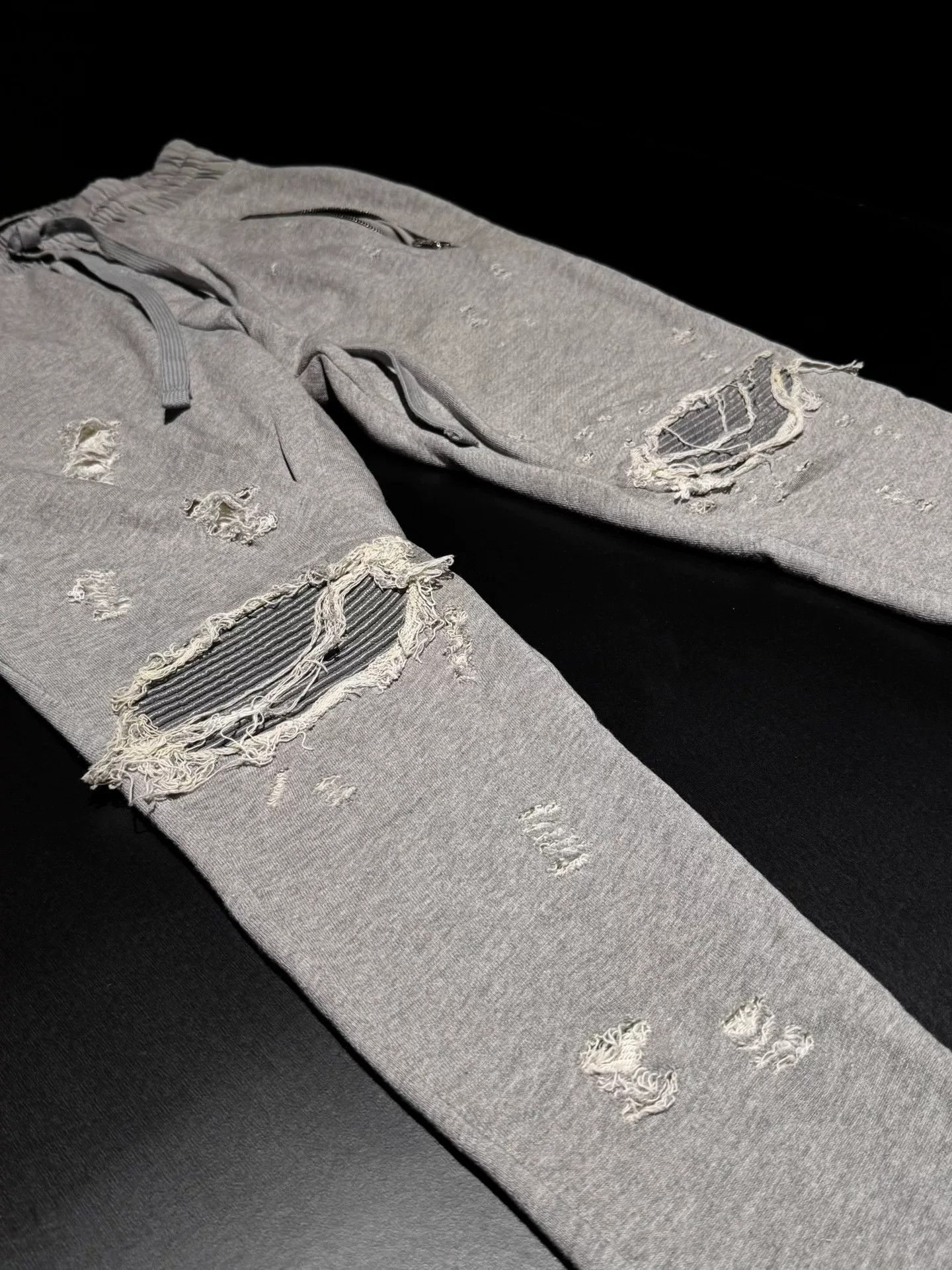 Amiri Amiri Gray Leather Patch Long Sweatpants Size US 26 / EU 42 - 5 Thumbnail