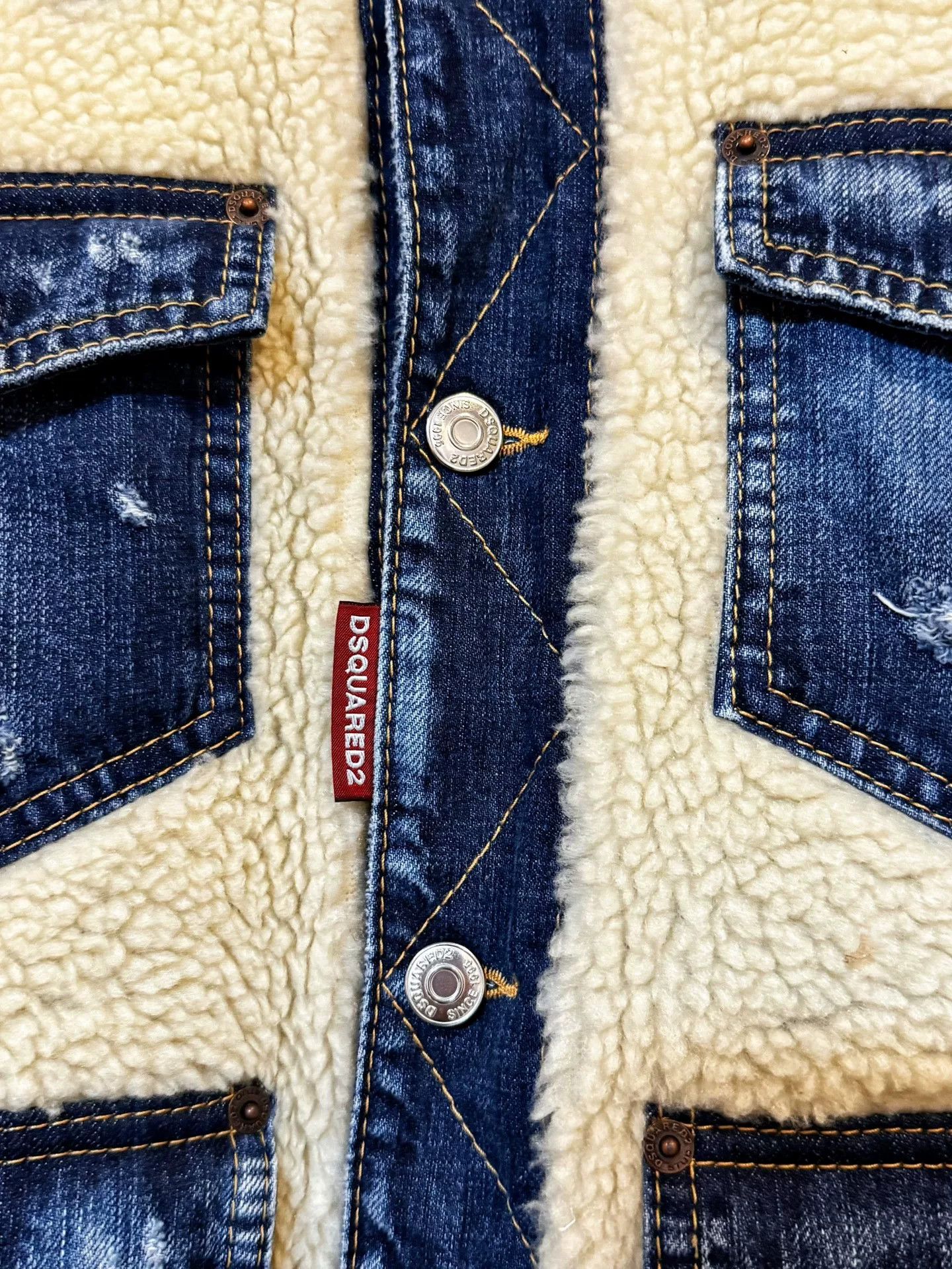 Dsquared2 Dsquared2 Lamb Wool Printed Denim Jacket Size US M / EU 48-50 / 2 - 3 Thumbnail