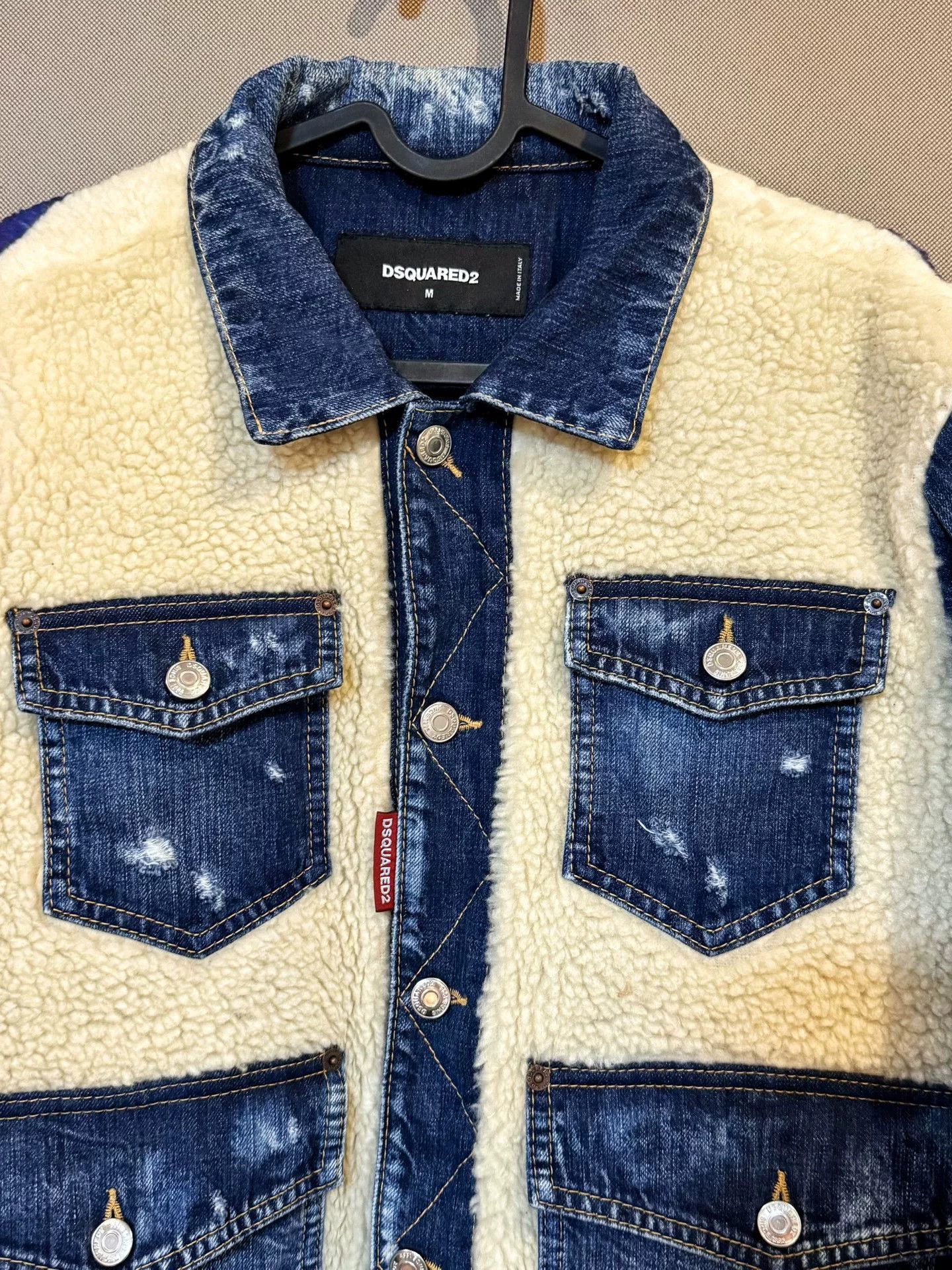 Dsquared2 Dsquared2 Lamb Wool Printed Denim Jacket Size US M / EU 48-50 / 2 - 4 Thumbnail
