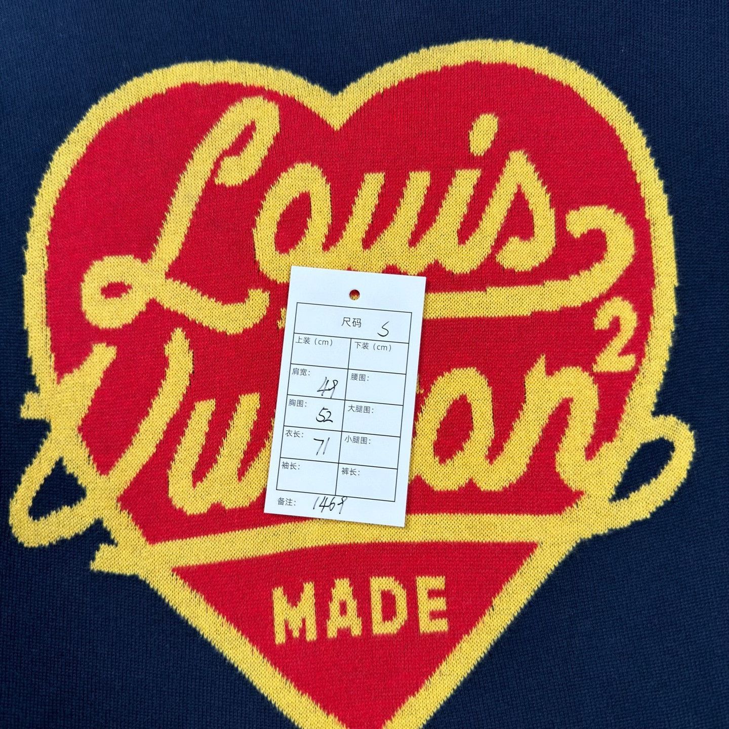 Louis Vuitton LV Nigo Heart Pattern Navy Knit Tee Size S / US 4 / IT 40 - 6 Thumbnail