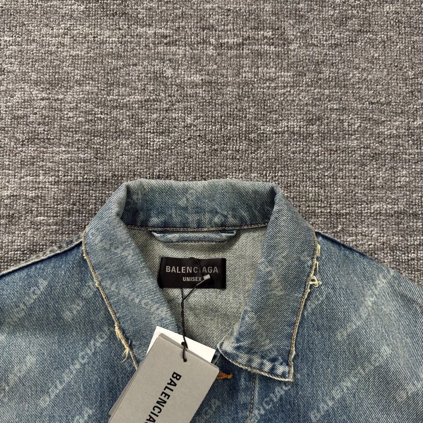 Balenciaga Balenciaga Allover Print Blue Denim Jacket Size US XS / EU 42 / 0 - 3 Thumbnail