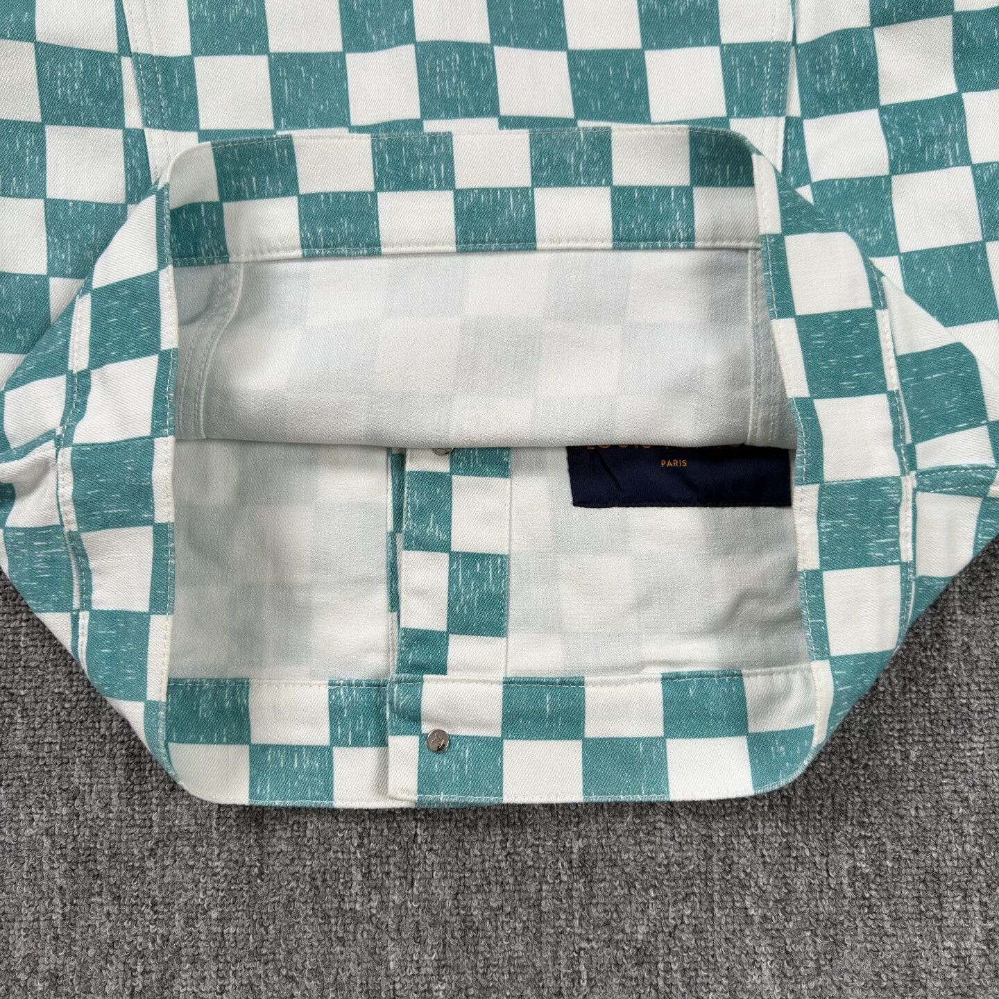 Louis Vuitton LV White Green Check Denim Jacket Size L / US 10 / IT 46 - 8 Thumbnail