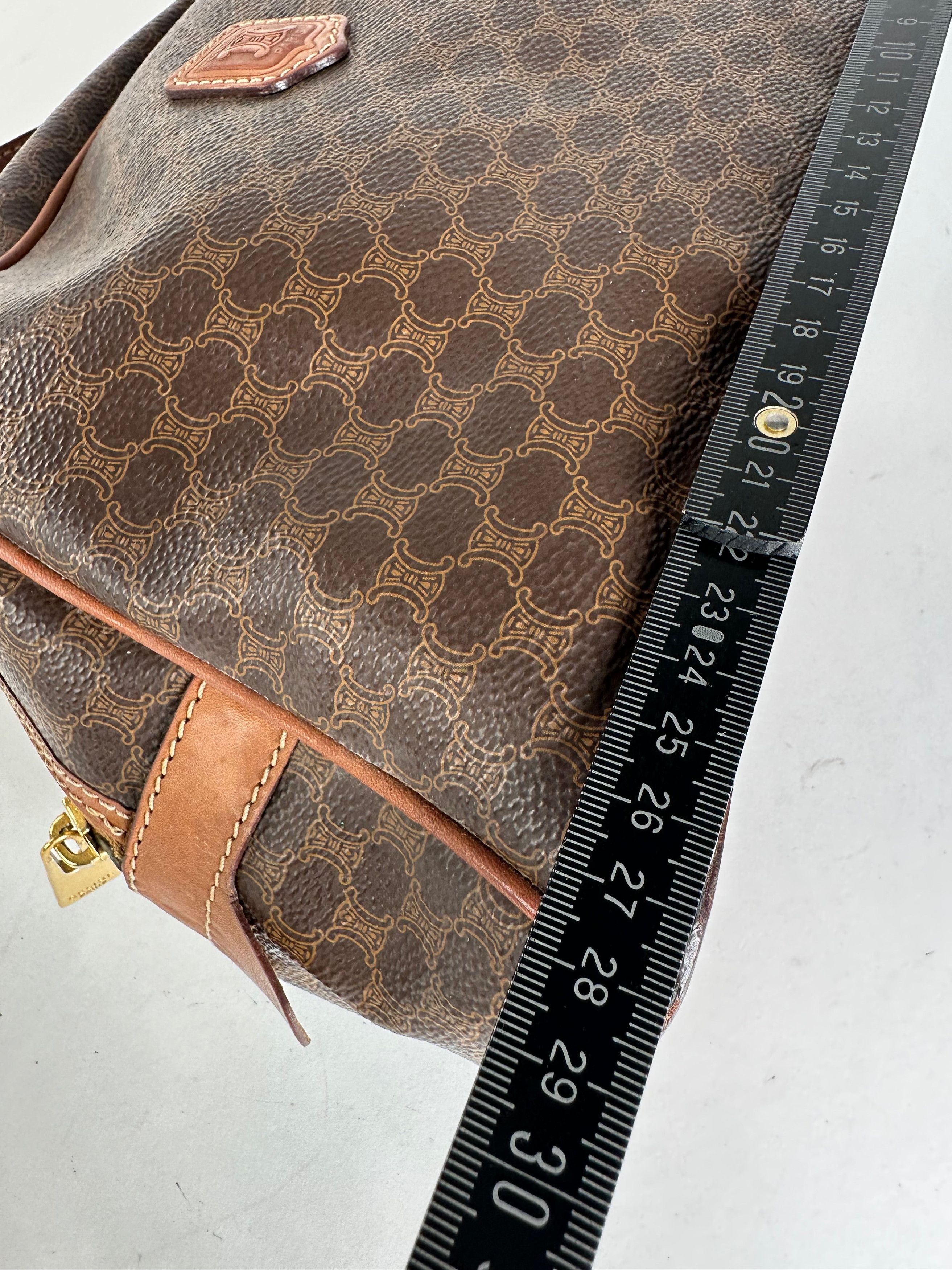 Celine Vintage Paris Triomphe Monogram Leather Handbag Brown Size ONE SIZE - 13 Thumbnail