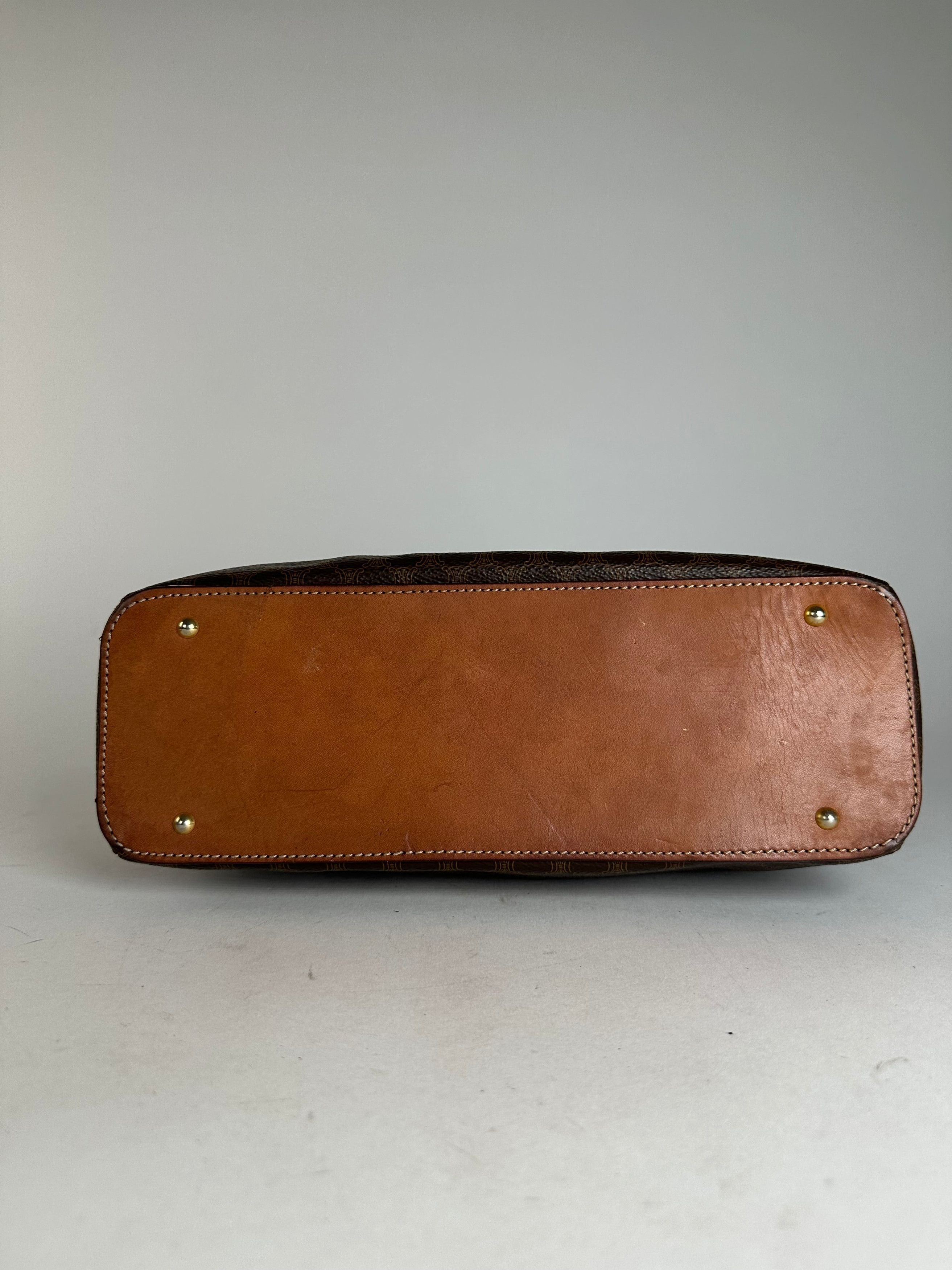 Celine Vintage Paris Triomphe Monogram Leather Handbag Brown Size ONE SIZE - 6 Thumbnail