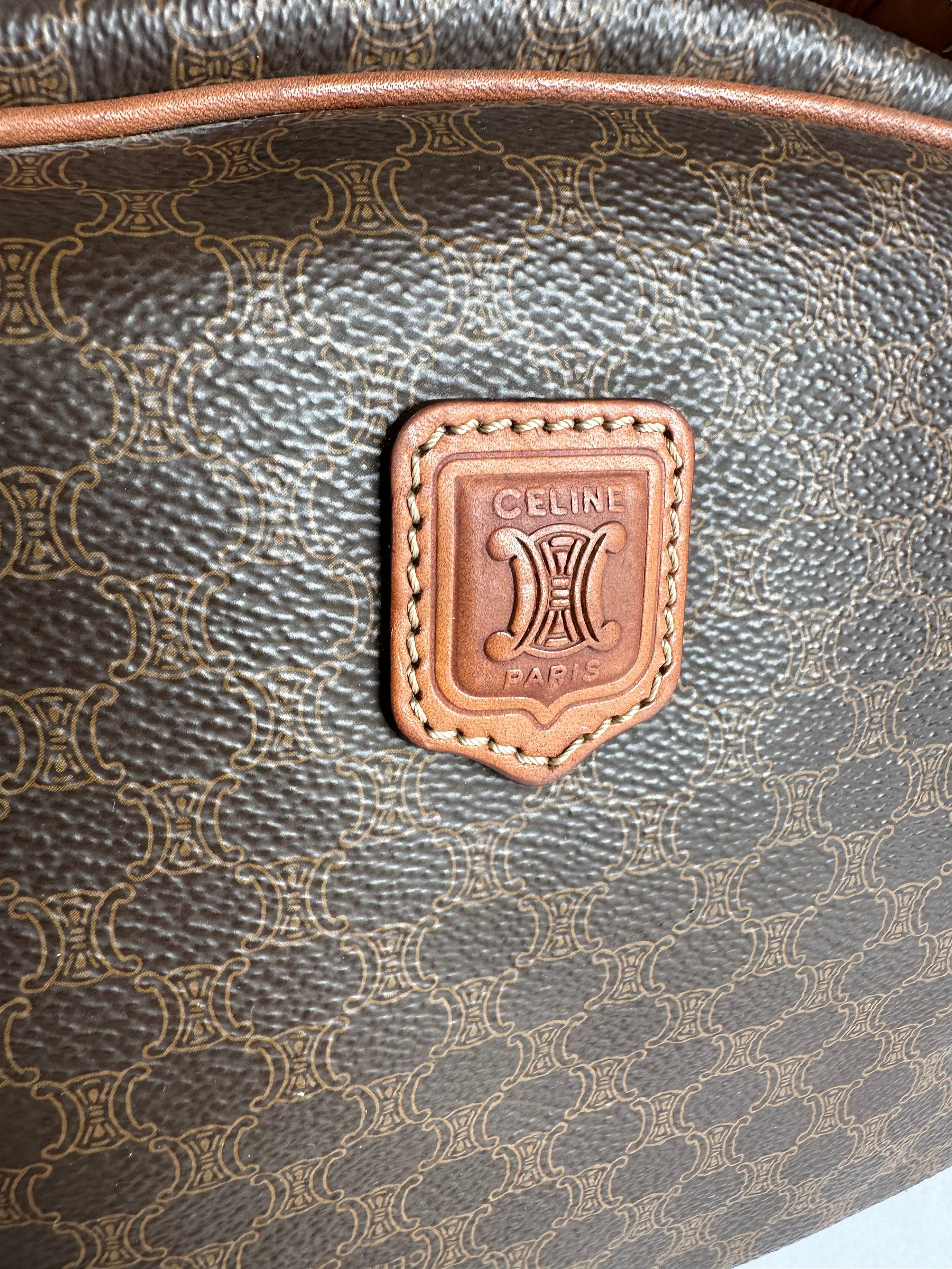 Celine Vintage Paris Triomphe Monogram Leather Handbag Brown Size ONE SIZE - 5 Thumbnail