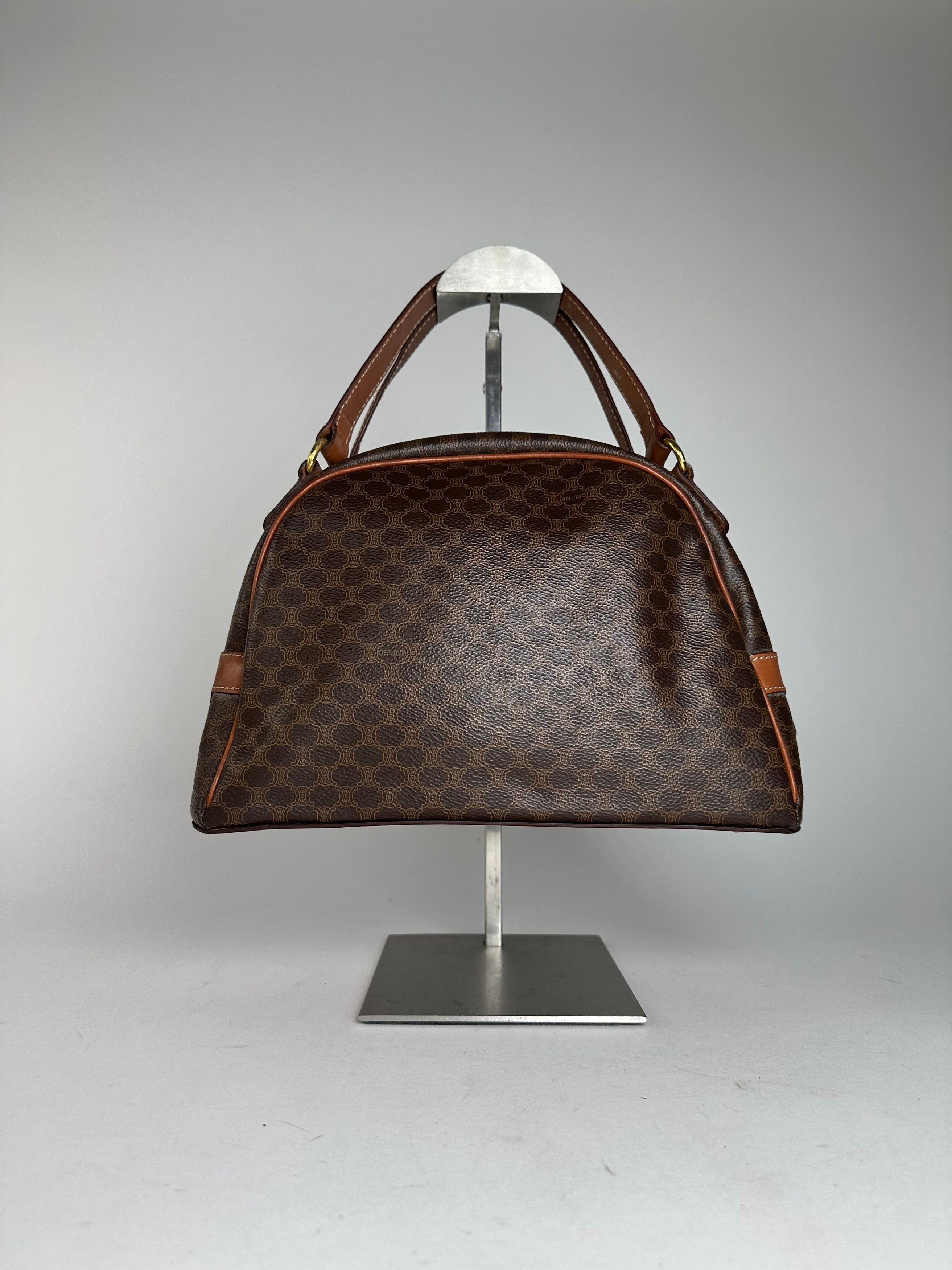 Celine Vintage Paris Triomphe Monogram Leather Handbag Brown Size ONE SIZE - 12 Thumbnail