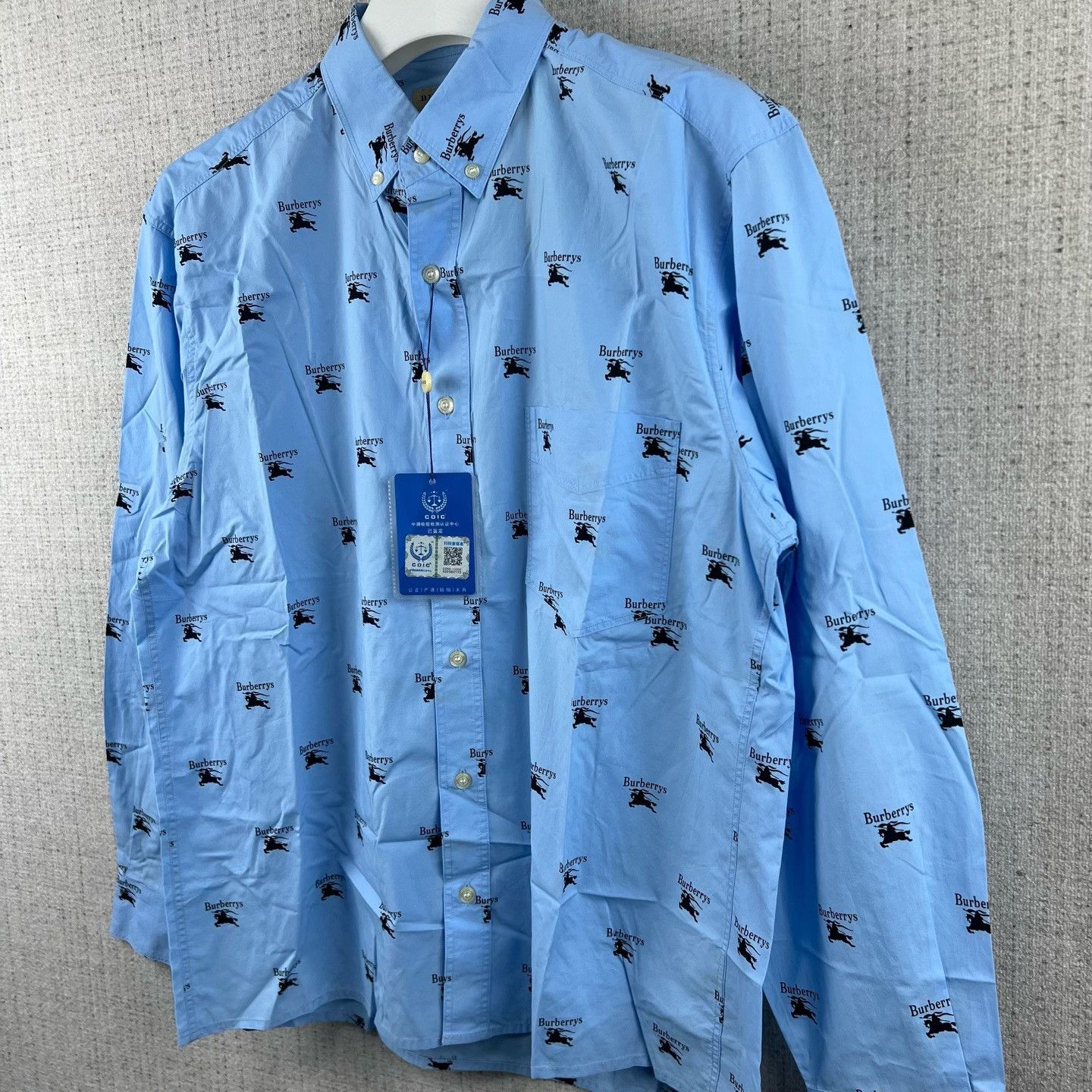 Burberry Burberry Collar Logo Print Cotton Shirt Size US L / EU 52-54 / 3 - 3 Thumbnail