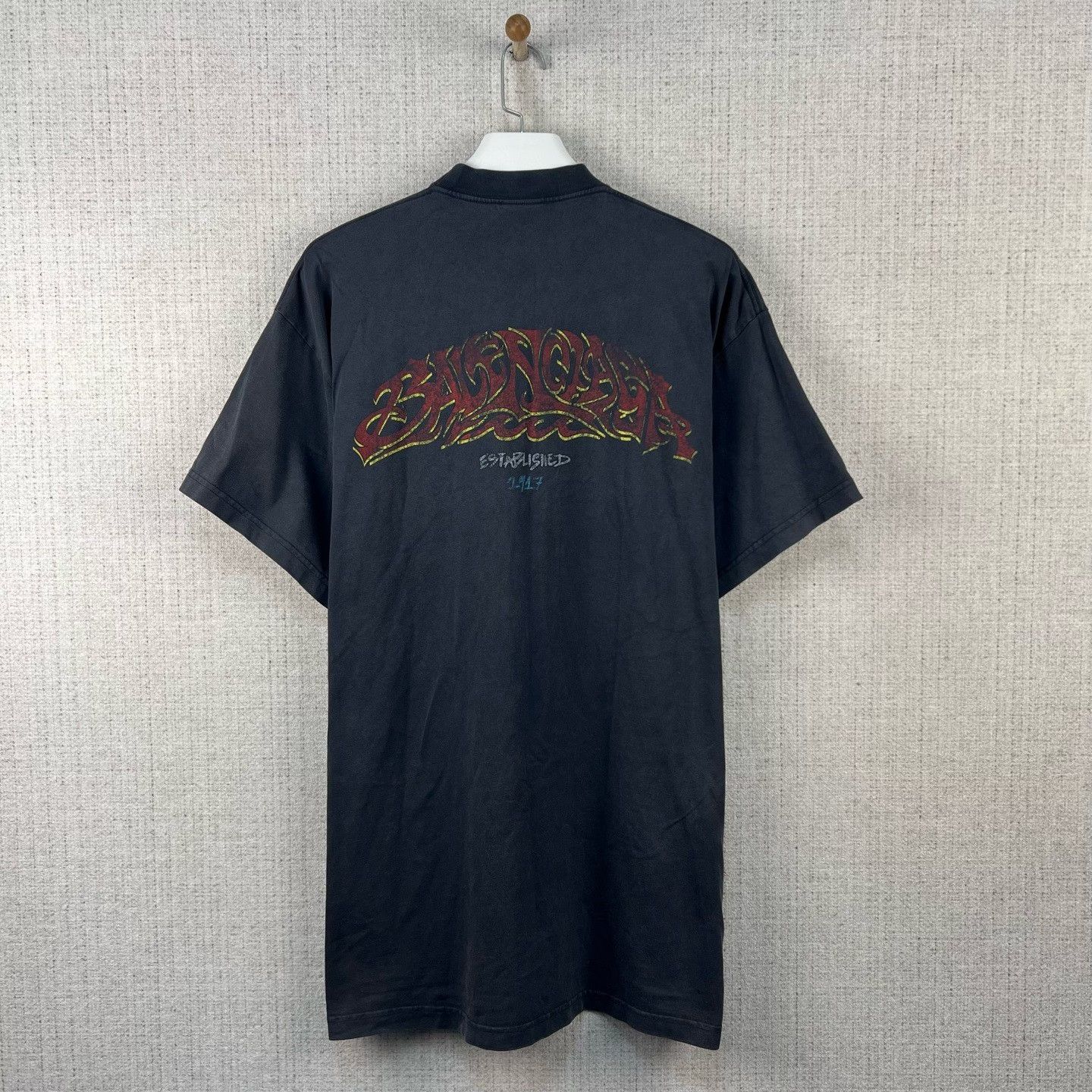 Balenciaga Balenciaga Washed Flame Letter Print Tee Size US M / EU 48-50 / 2 - 3 Thumbnail