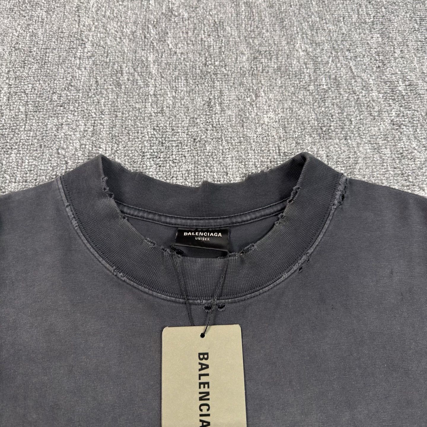 Balenciaga Balenciaga Yellow Tape Logo Black Distressed Tee Size US L / EU 52-54 / 3 - 3 Thumbnail
