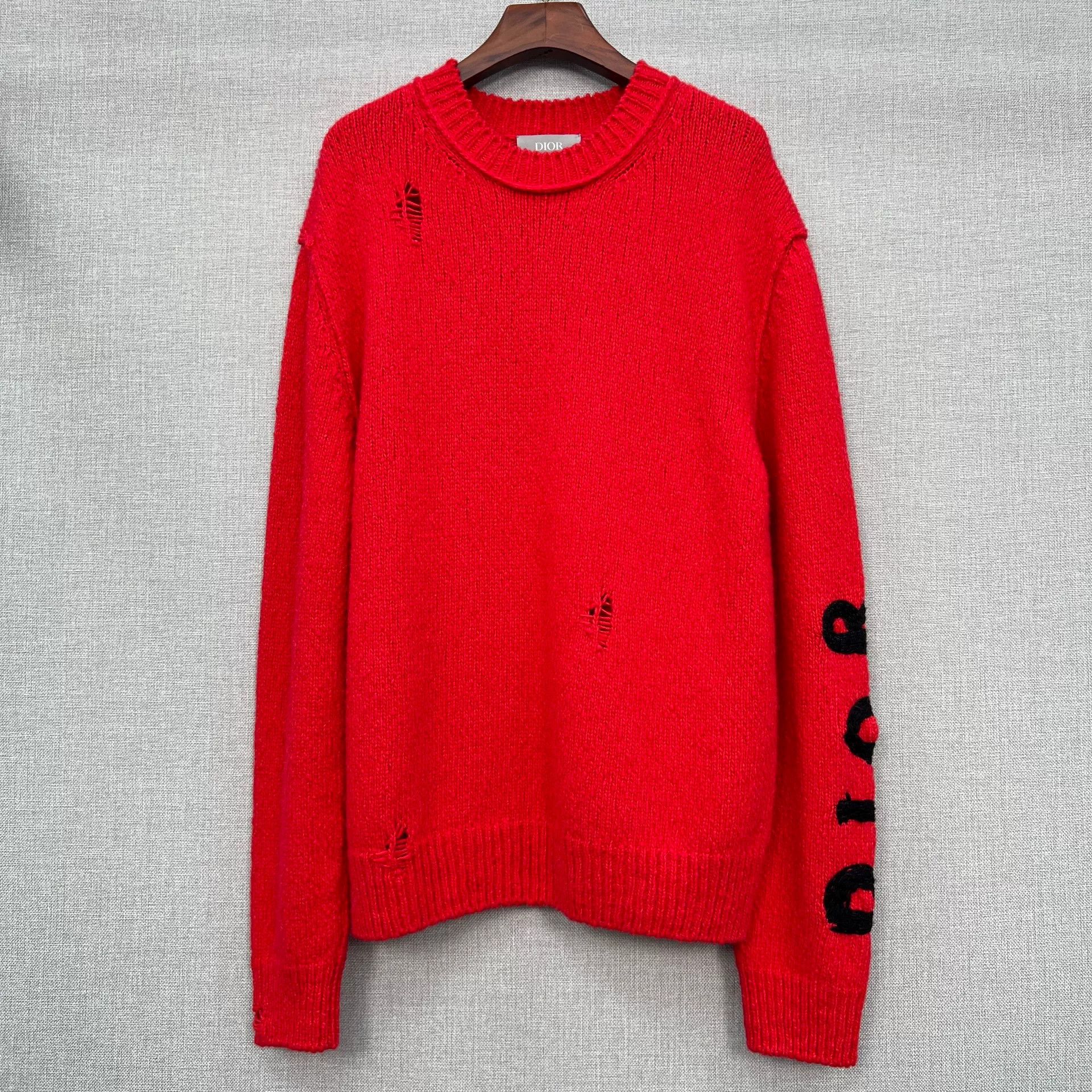 Dior Dior Red Embroidered Logo Flocked Dinosaur Sweater Size US L / EU 52-54 / 3 - 2 Thumbnail