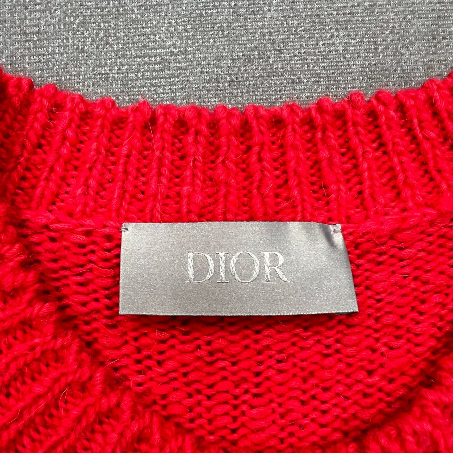 Dior Dior Red Embroidered Logo Flocked Dinosaur Sweater Size US L / EU 52-54 / 3 - 4 Thumbnail