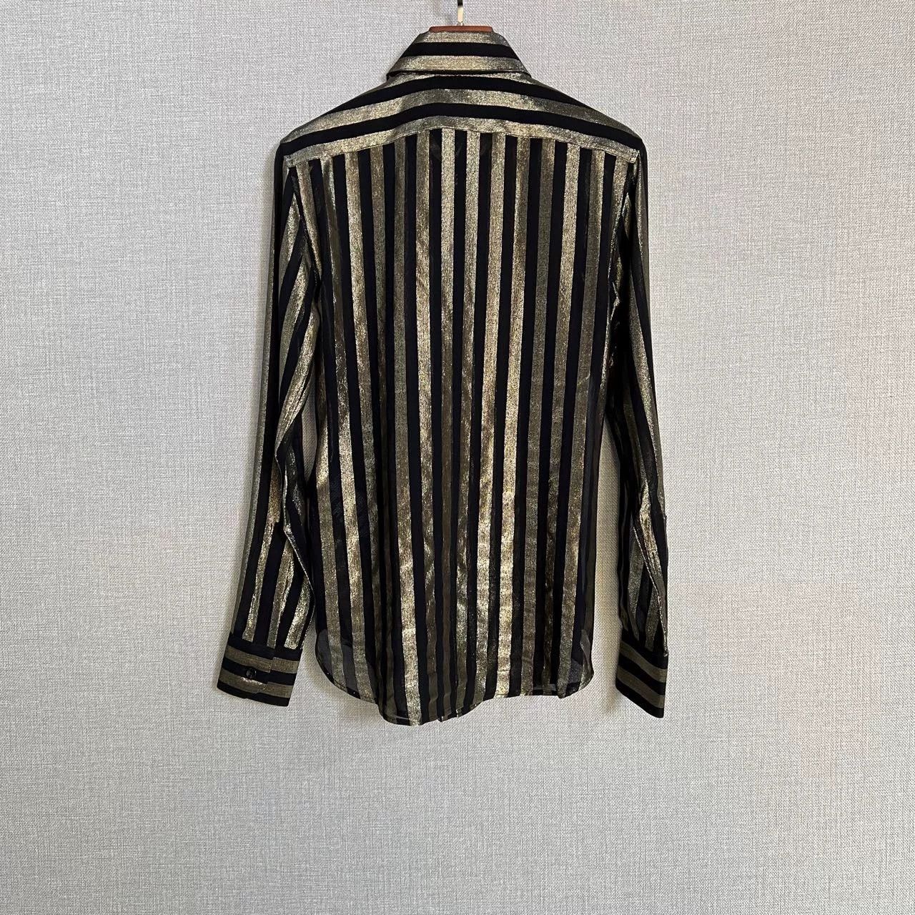 Saint Laurent Paris Saint Laurent YSL Black Gold Sequin Silk Blouse Size XXS / US 00 / IT 34 - 2 Thumbnail