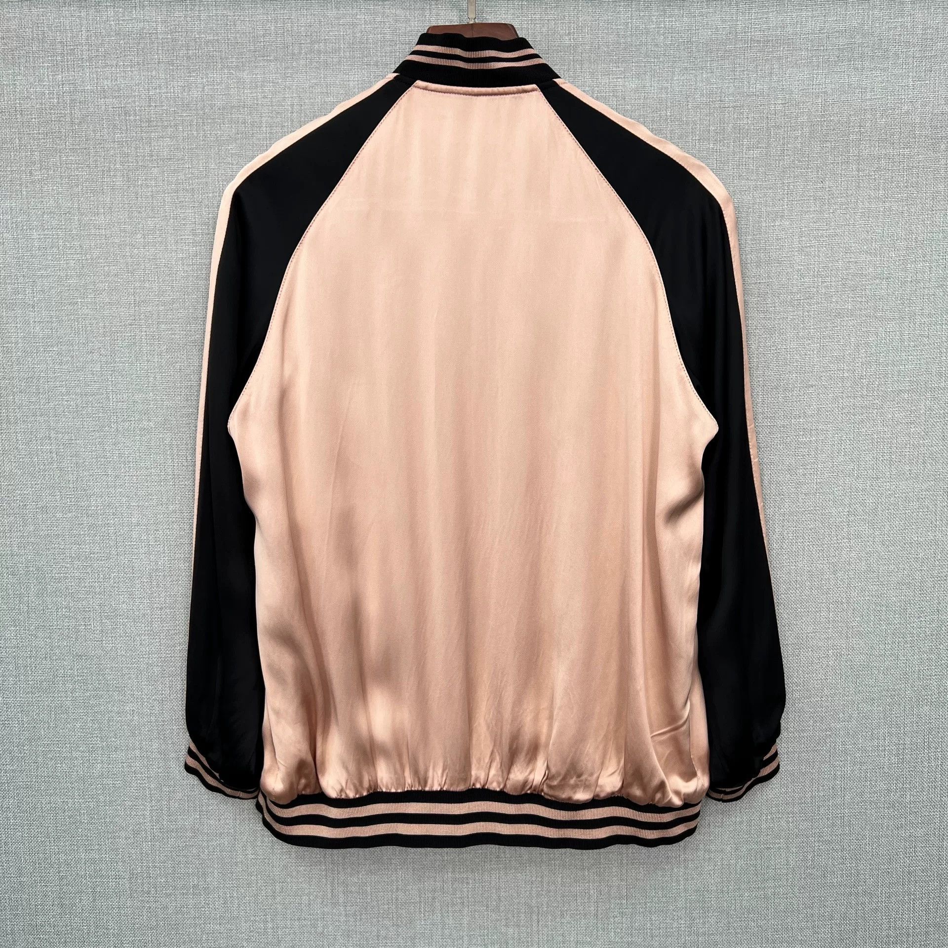 Saint Laurent Paris Saint Laurent Black Pink Silk Baseball Jacket Size XXS / US 00 / IT 34 - 2 Thumbnail