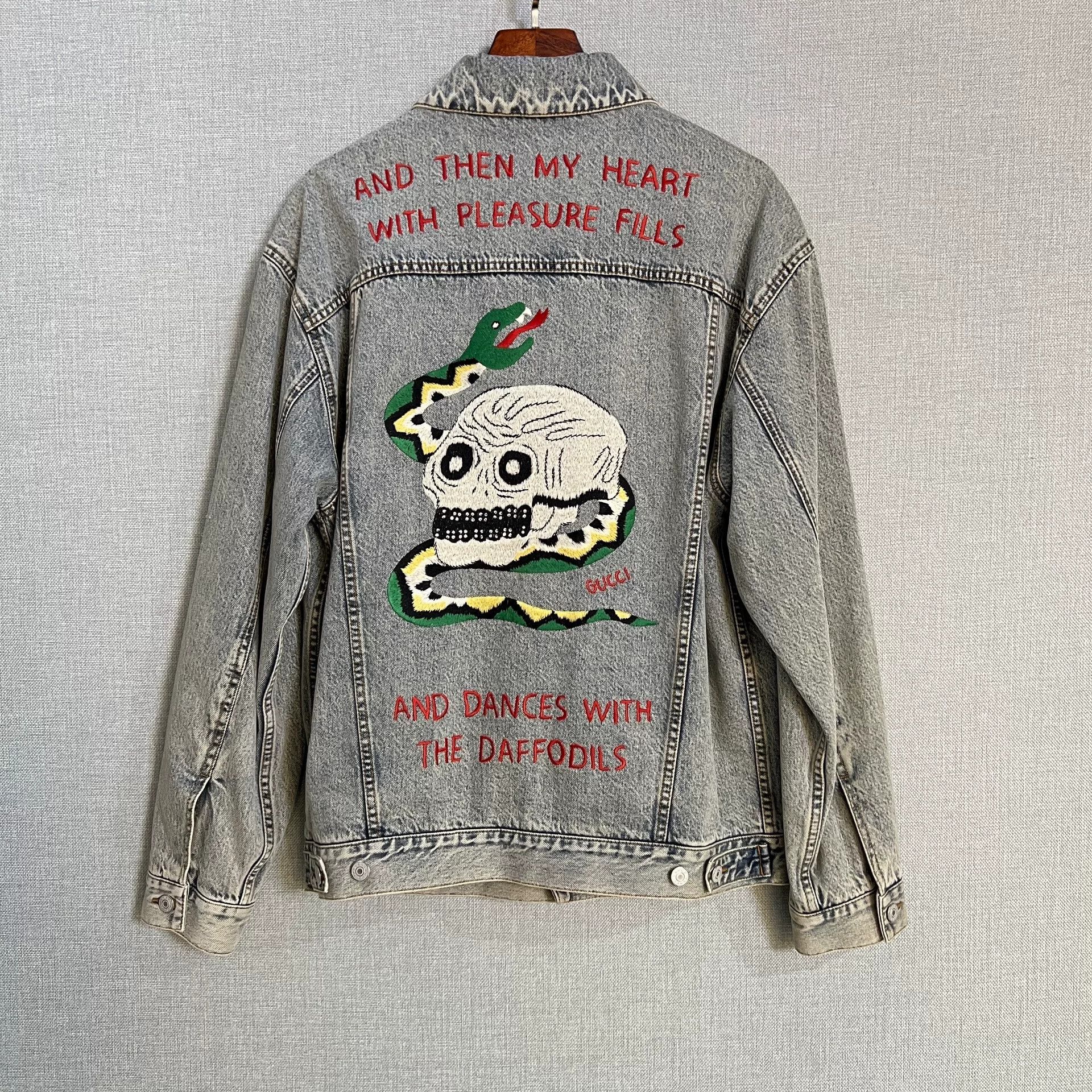 Gucci Gucci Diamond Embroidered Heart Skull Denim Jacket Size US S / EU 44-46 / 1 - 2 Thumbnail
