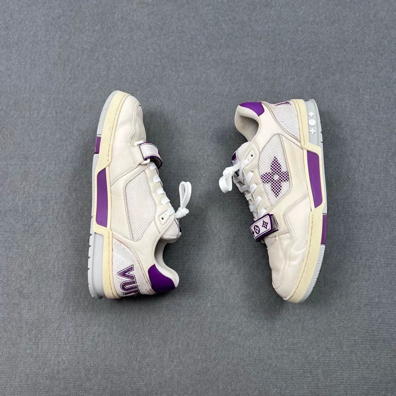 Louis Vuitton Louis Vuitton White Purple Trainer Velcro Sneakers Size US 10 / EU 43 - 4 Thumbnail