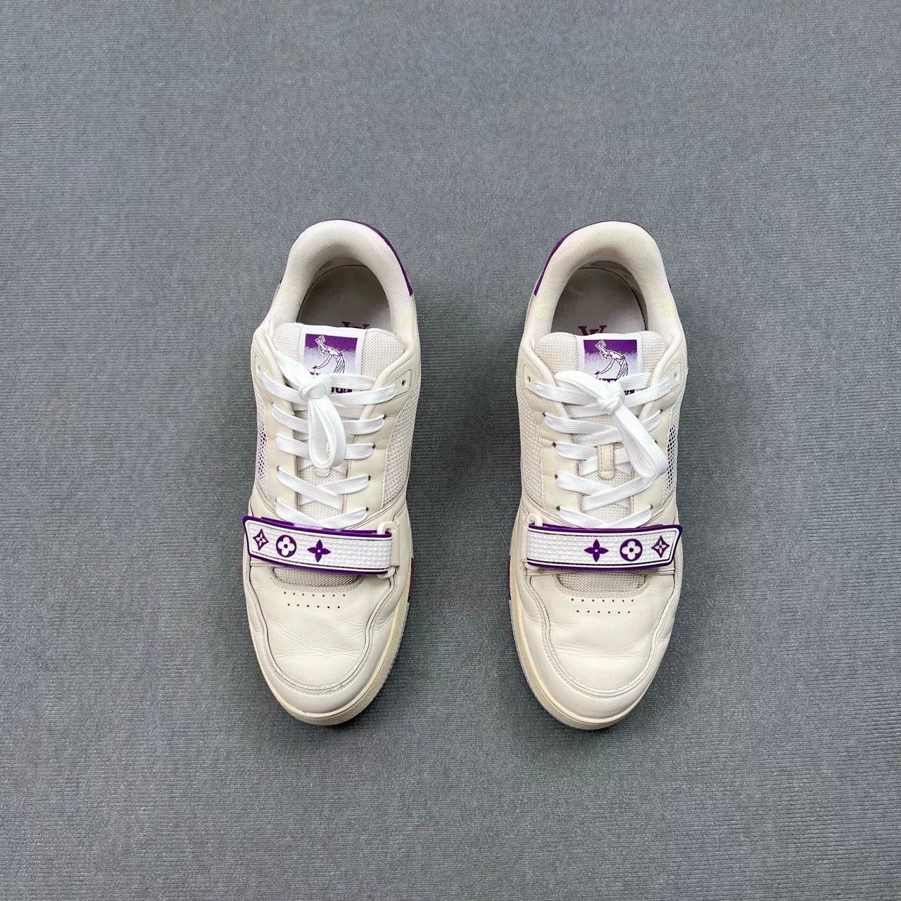 Louis Vuitton Louis Vuitton White Purple Trainer Velcro Sneakers Size US 10 / EU 43 - 2 Thumbnail