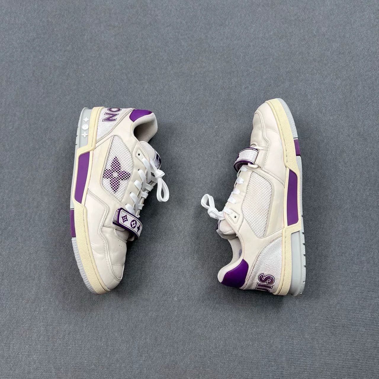 Louis Vuitton Louis Vuitton White Purple Trainer Velcro Sneakers Size US 10 / EU 43 - 3 Thumbnail
