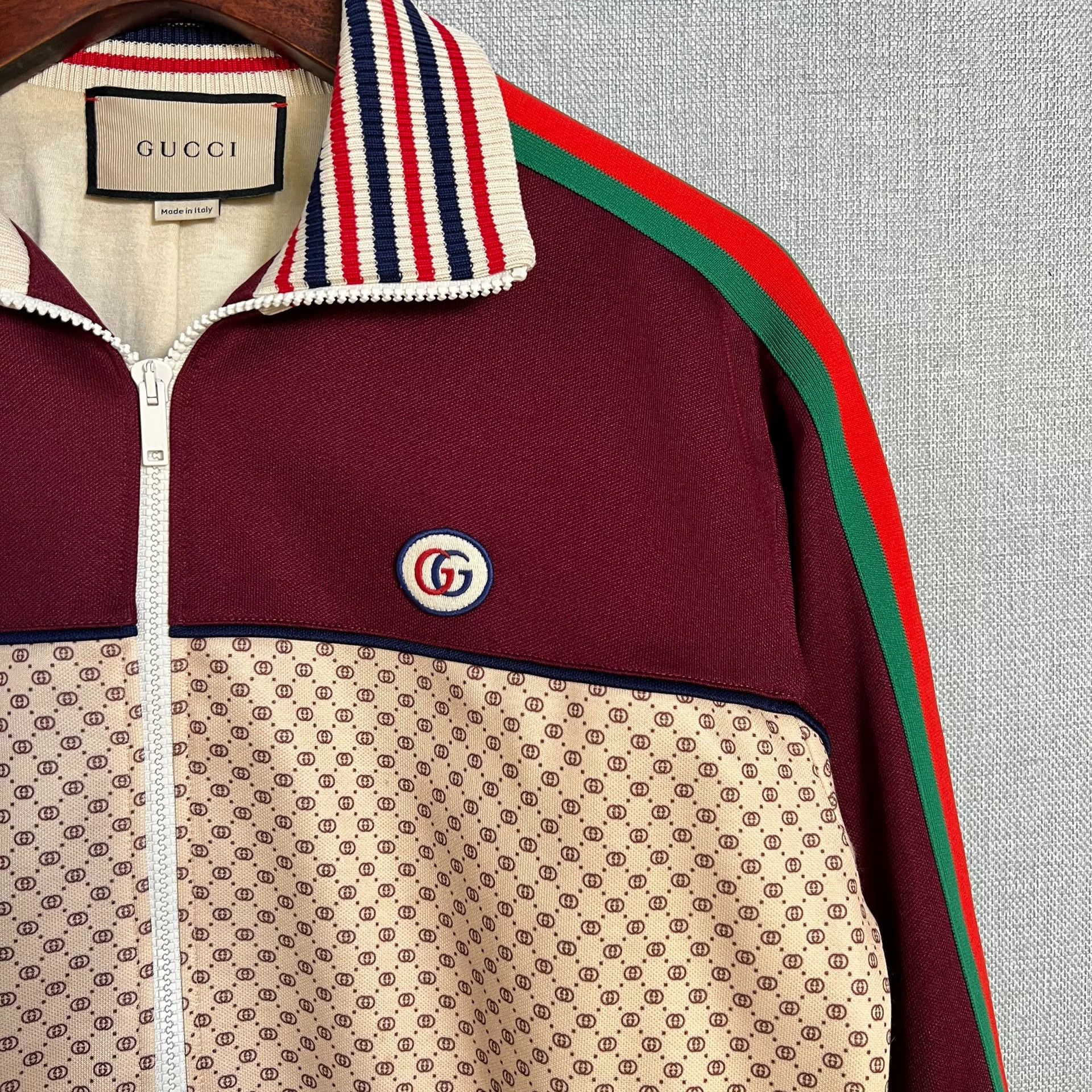 Gucci Gucci Burgundy Paneled Logo Jacket Size US M / EU 48-50 / 2 - 3 Thumbnail