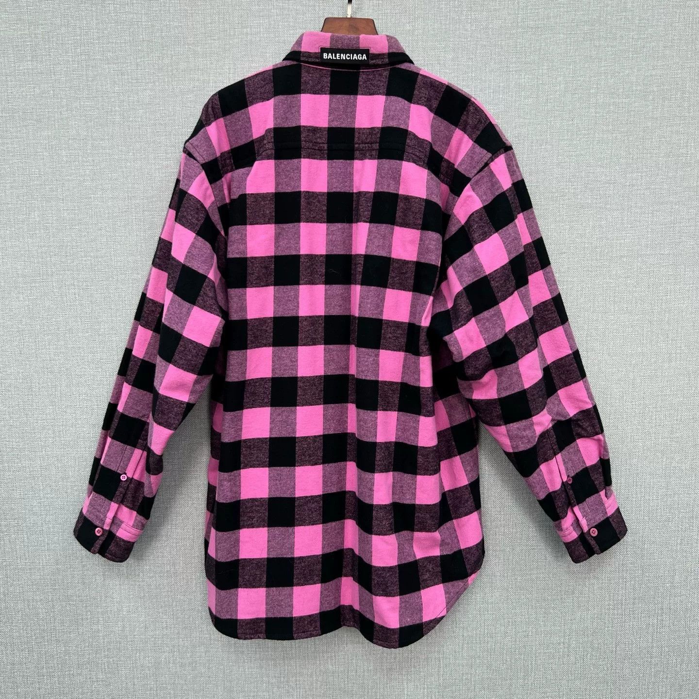 Balenciaga Balenciaga Black Pink Flannel Logo Plaid Shirt Jacket Size XXS / US 00 / IT 34 - 2 Thumbnail