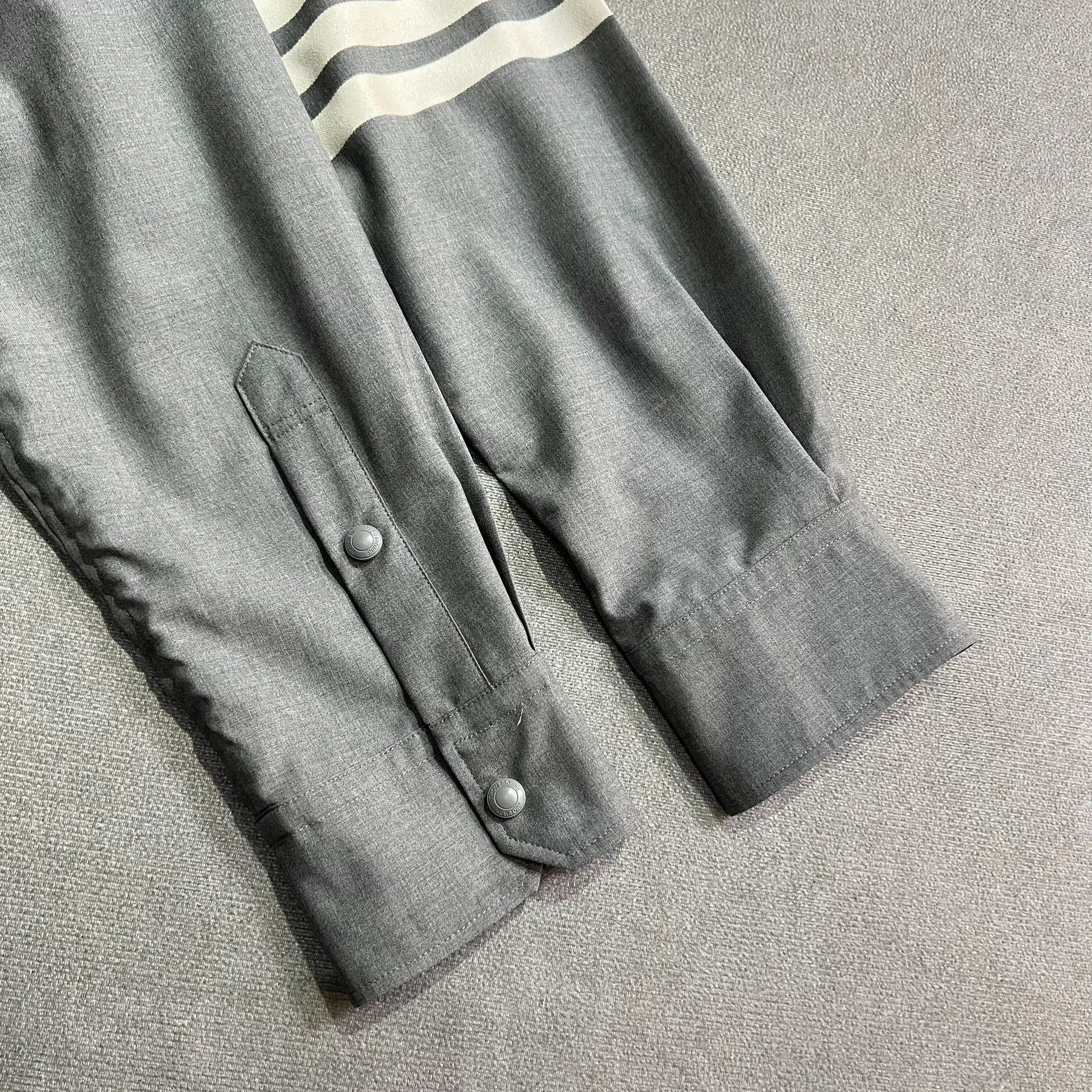Thom Browne Thom Browne Gray Wool Stripe Shirt Jacket Size US L / EU 52-54 / 3 - 5 Thumbnail