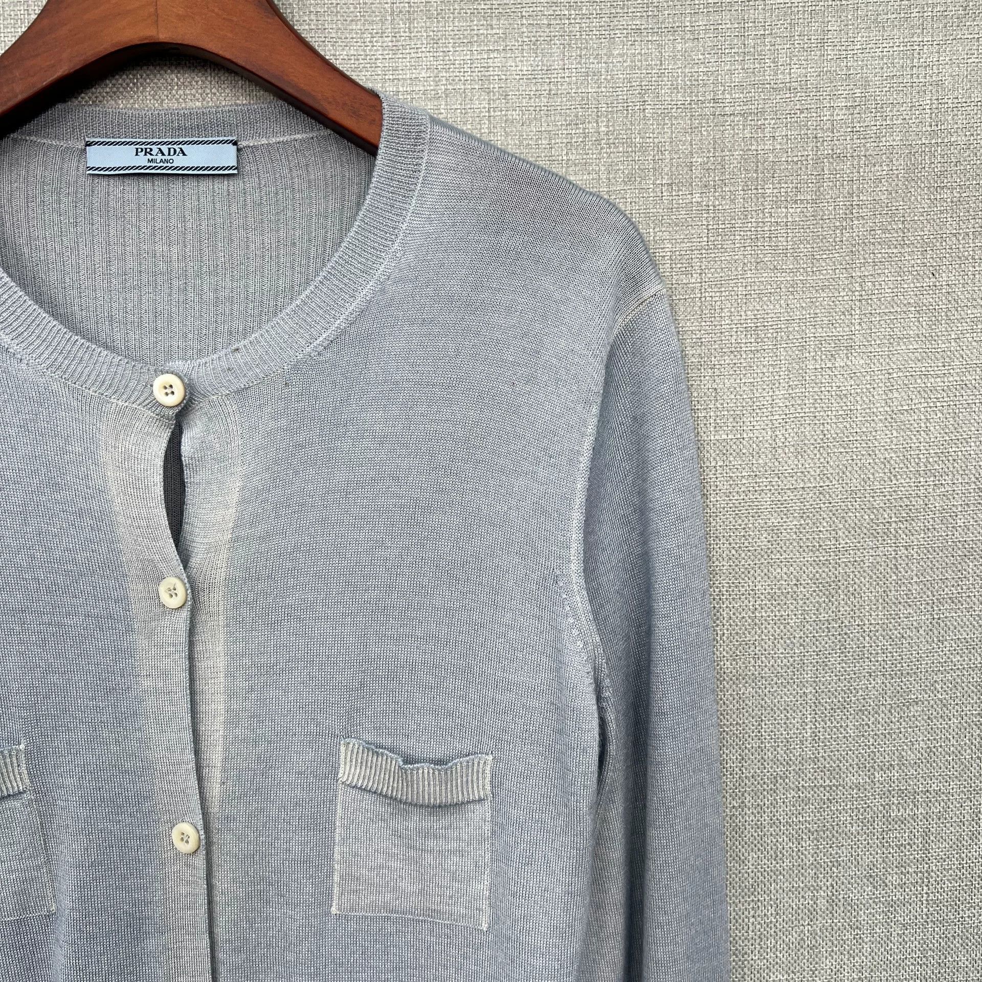 Prada Prada Haze Blue Pocket Knit Cardigan Size M / US 6-8 / IT 42-44 - 3 Thumbnail