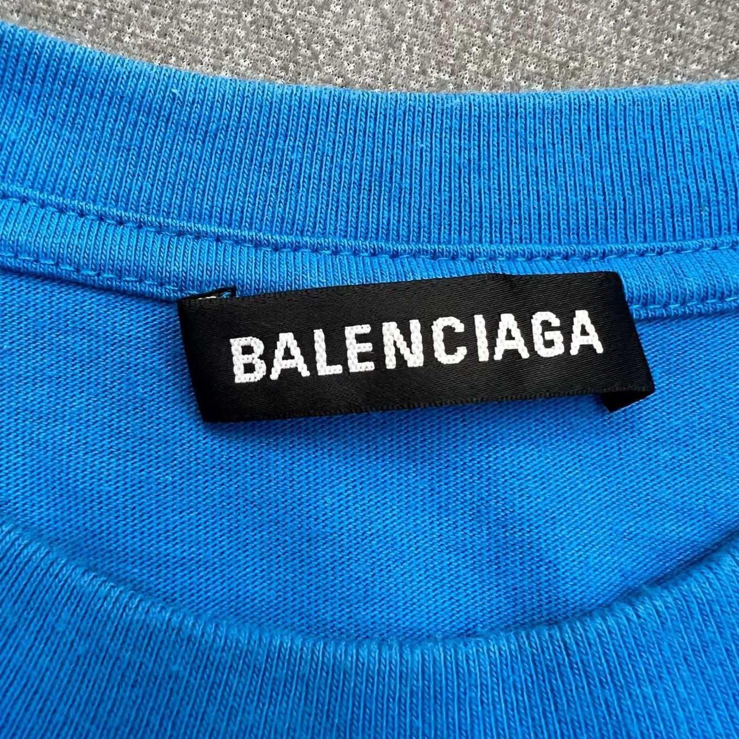 Balenciaga Balenciaga Blue Logo Print T-Shirt Size XXS / US 00 / IT 34 - 4 Thumbnail