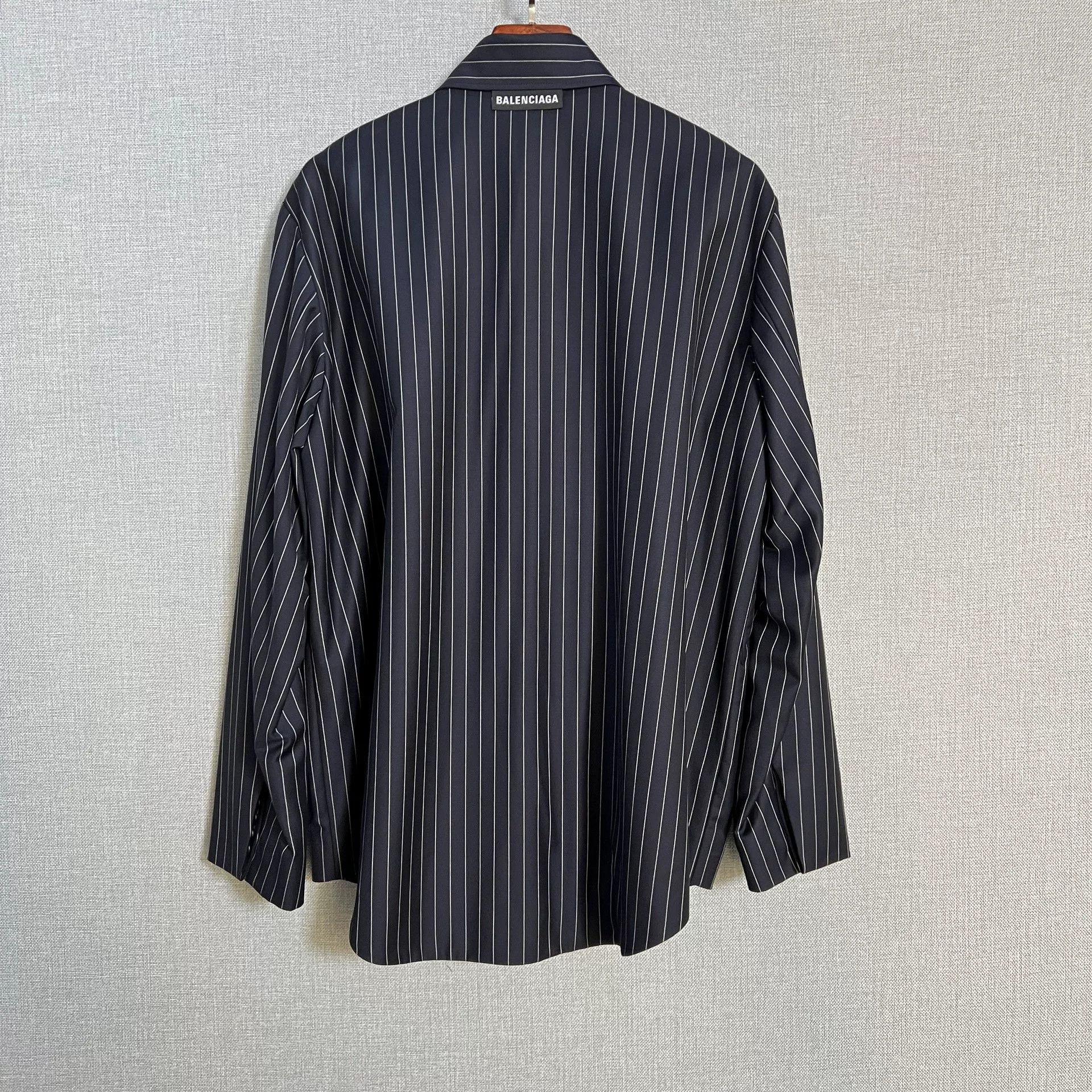 Balenciaga Balenciaga Blue Striped Wool Shirt Coat Size XS / US 0-2 / IT 36-38 - 2 Thumbnail