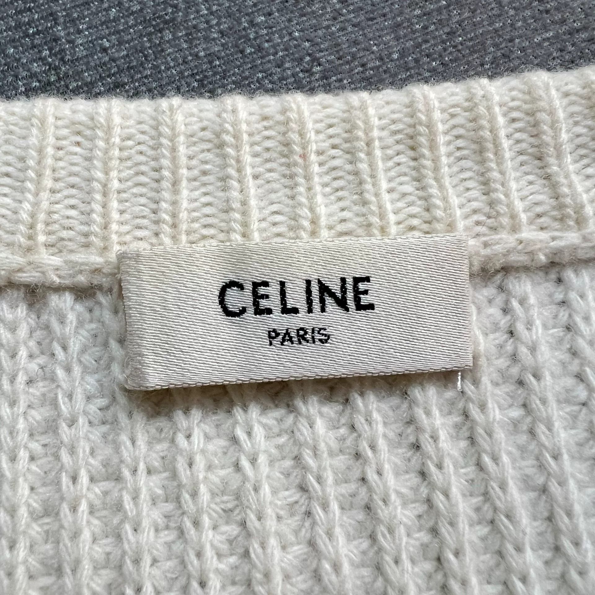 Celine Celine White Rivet Logo Wool Knit Sweater Size XL / US 12-14 / IT 48-50 - 5 Thumbnail