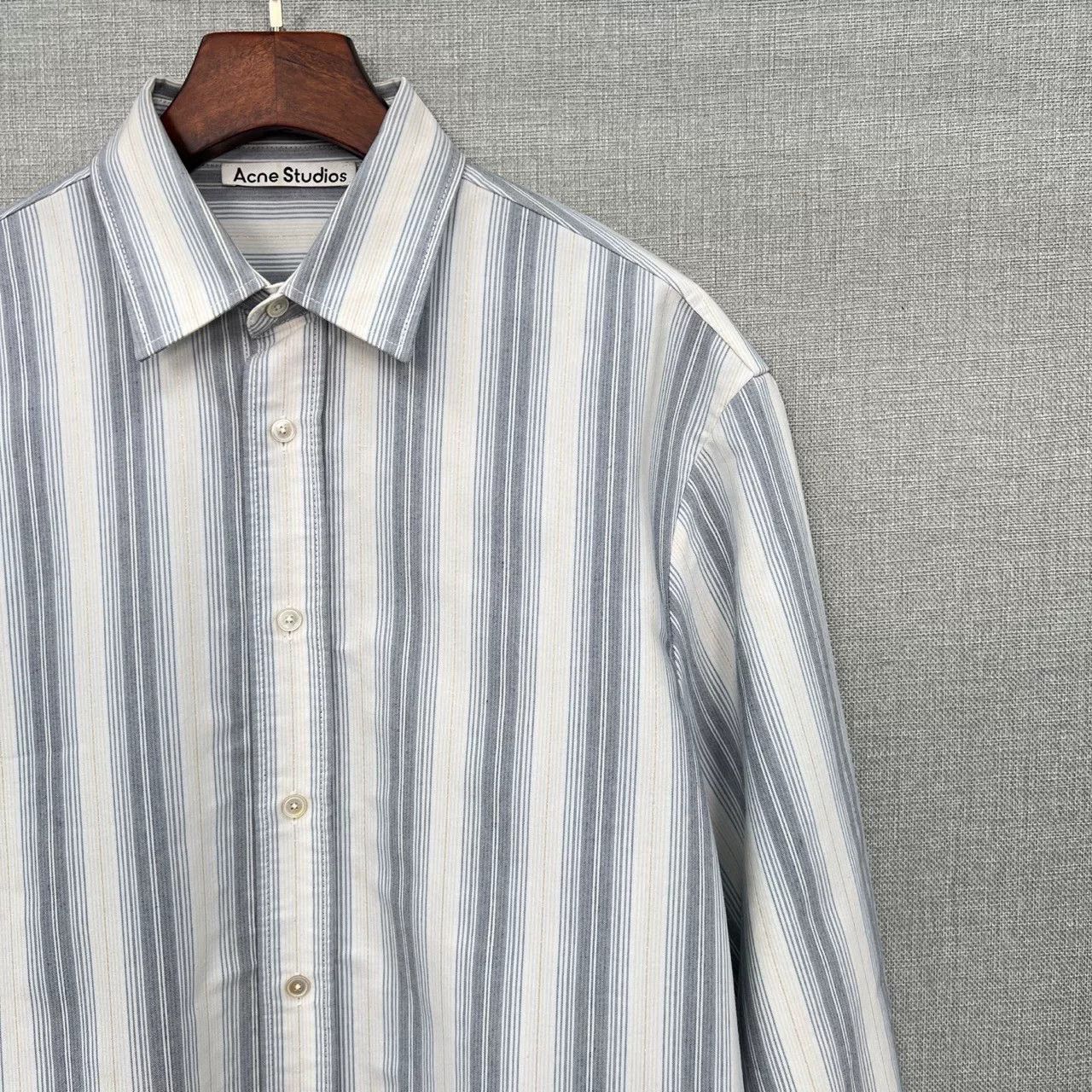 Acne Studios Acne Studios Gray-Blue Gold Stripe Shirt Size US S / EU 44-46 / 1 - 3 Thumbnail